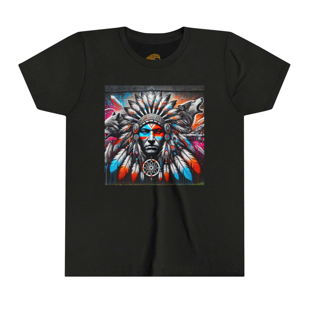 Native warrior in colorful apparel representing resilience and strength - SEO optimized alt tag