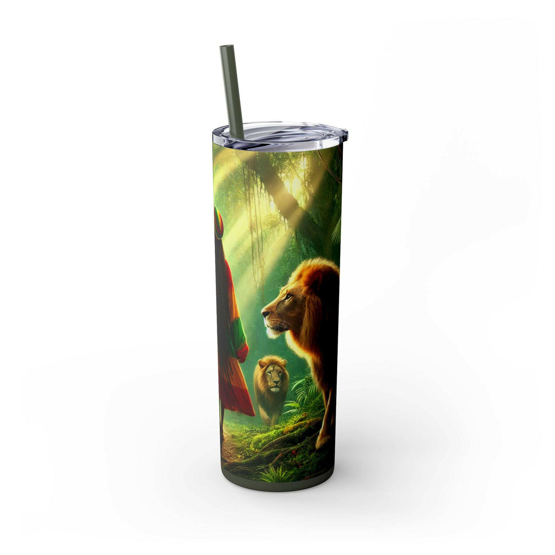 Rasta Lion Pride 20 oz Stainless Steel Tumbler | Cultural Reggae Art | Double Wall Insulated | Durable Travel Mug | Vibrant Lion Design - MKCM Modern Designs