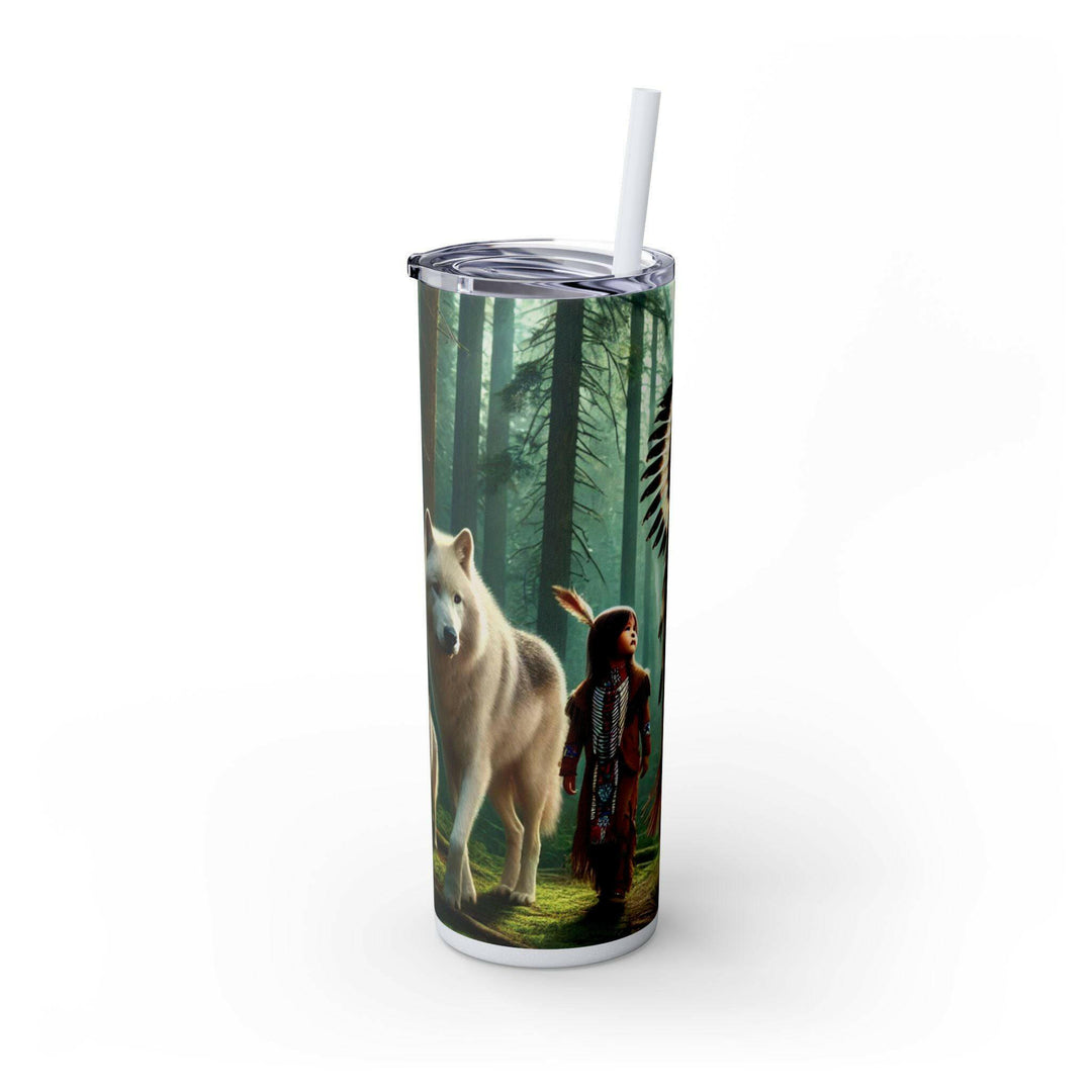 Native American Wolves Tumbler - Stainless Steel 20oz, Spiritual Art Design, Indigenous Culture, Double-Wall Insulated, Unique Gift Idea - MKCM Modern Designs