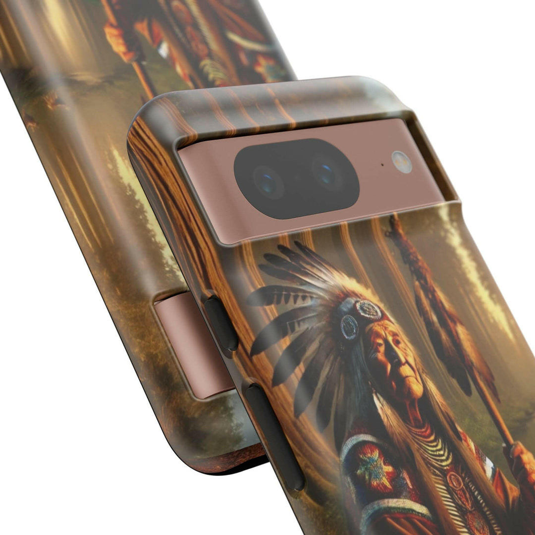 Native Wisdom Tough Phone Case - Samsung, iPhone & Google Pixel, Indigenous Elder Art, Tribal Spirituality, Durable Protective Cover - MKCM Modern Designs