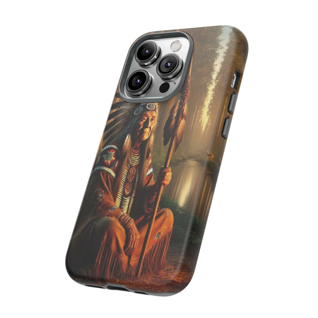 Native Wisdom Tough Phone Case - Samsung, iPhone & Google Pixel, Indigenous Elder Art, Tribal Spirituality, Durable Protective Cover - MKCM Modern Designs