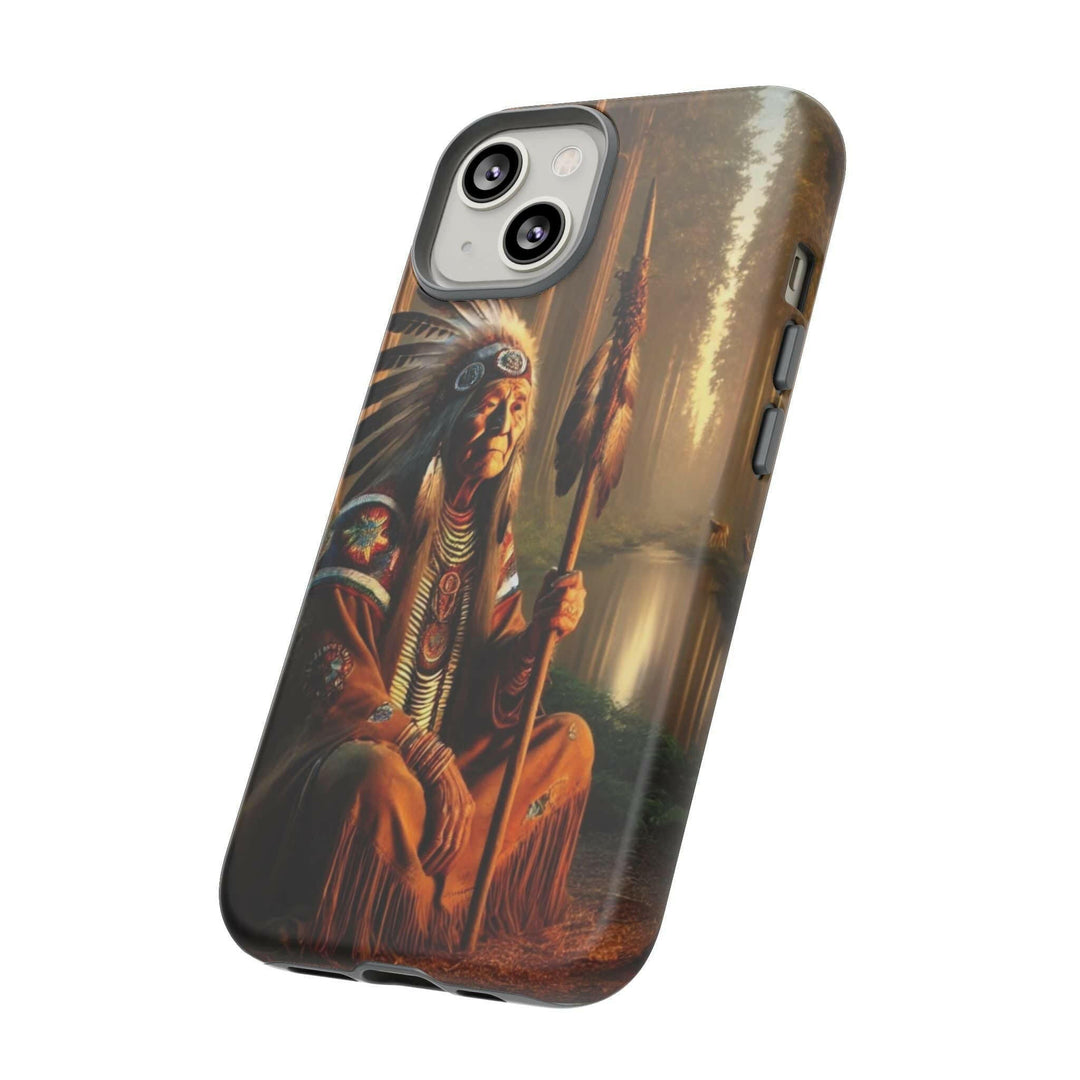 Native Wisdom Tough Phone Case - Samsung, iPhone & Google Pixel, Indigenous Elder Art, Tribal Spirituality, Durable Protective Cover - MKCM Modern Designs