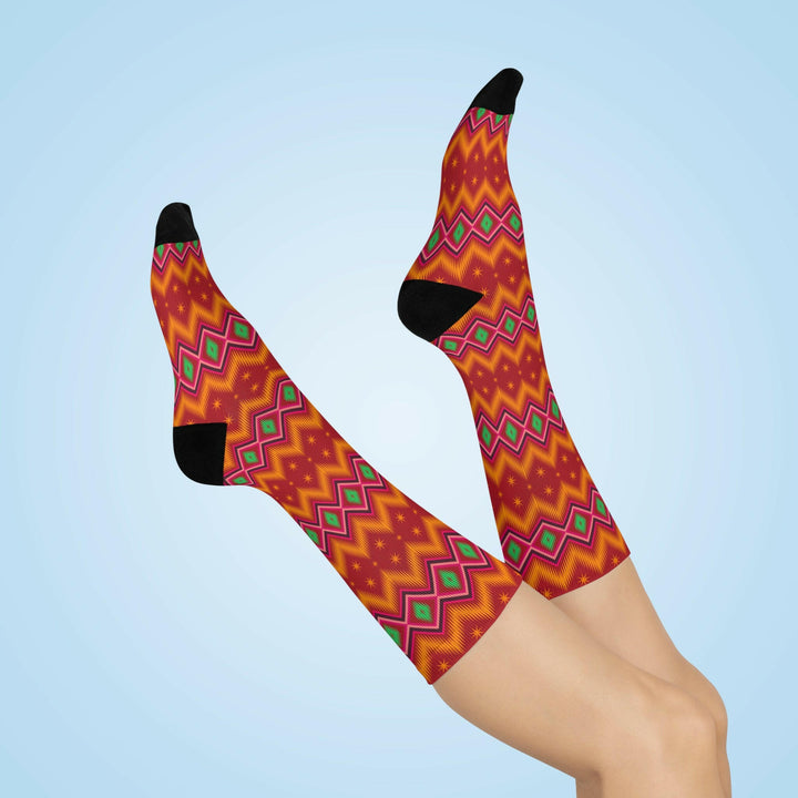 Vibrant Geometric Pattern Crew Socks.