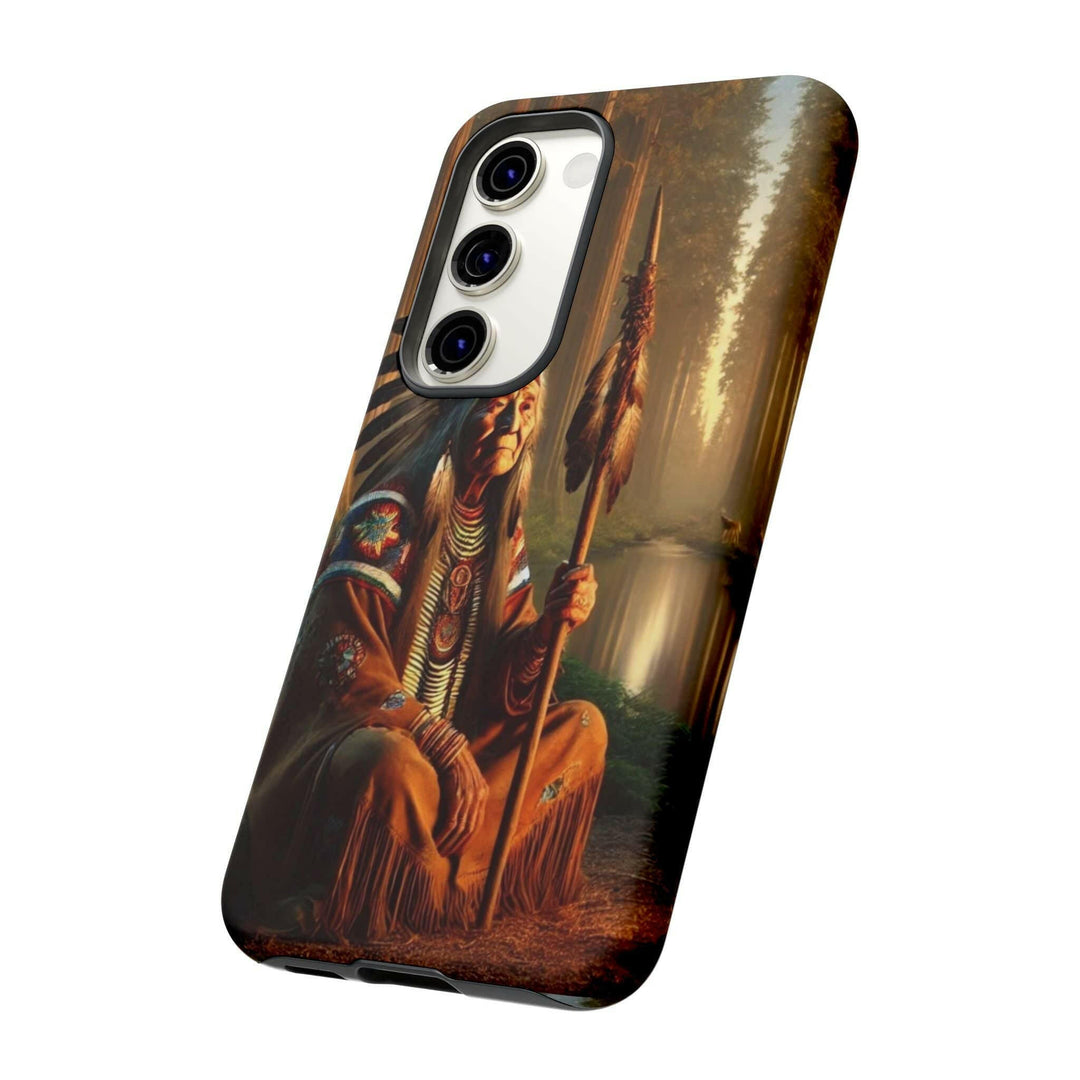 Native Wisdom Tough Phone Case - Samsung, iPhone & Google Pixel, Indigenous Elder Art, Tribal Spirituality, Durable Protective Cover - MKCM Modern Designs