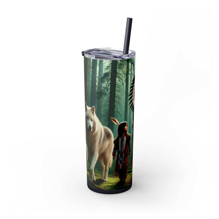 Native American Wolves Tumbler - Stainless Steel 20oz, Spiritual Art Design, Indigenous Culture, Double-Wall Insulated, Unique Gift Idea - MKCM Modern Designs