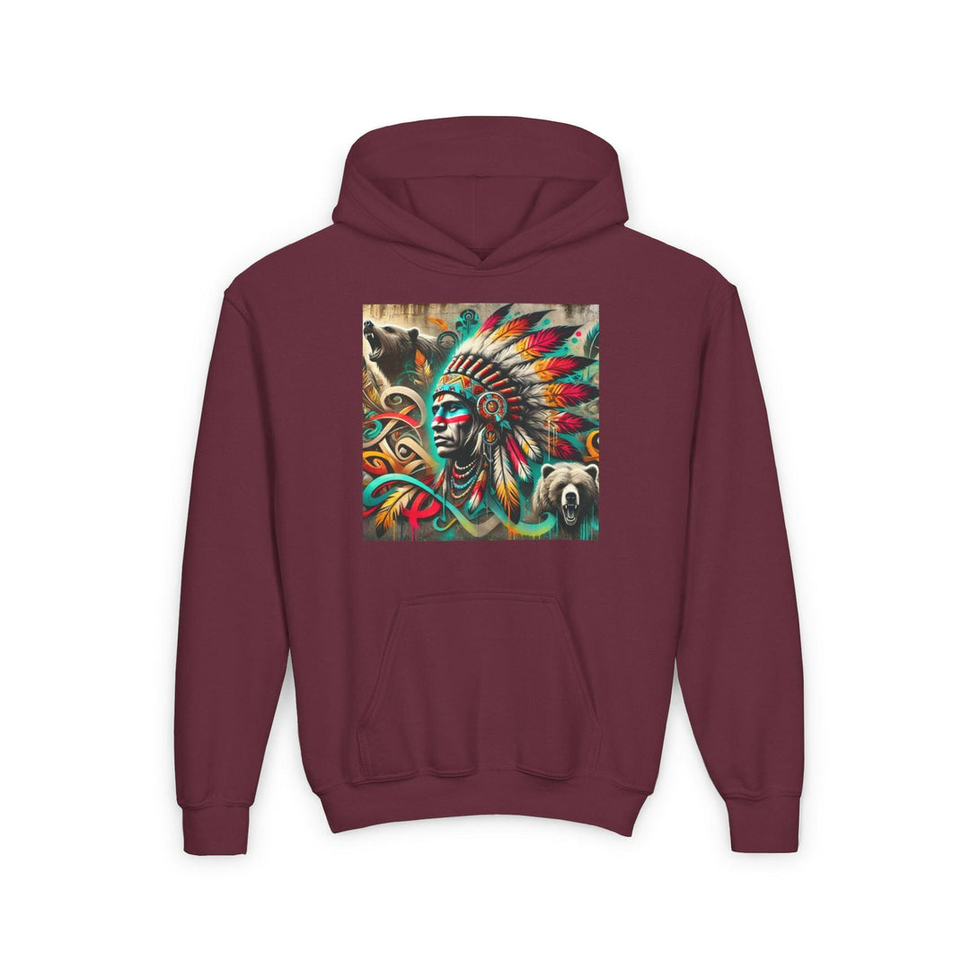 Tribal Guardian Youth Hoodie - Enhance your style with this trendy apparel inspired by indigenous culture.