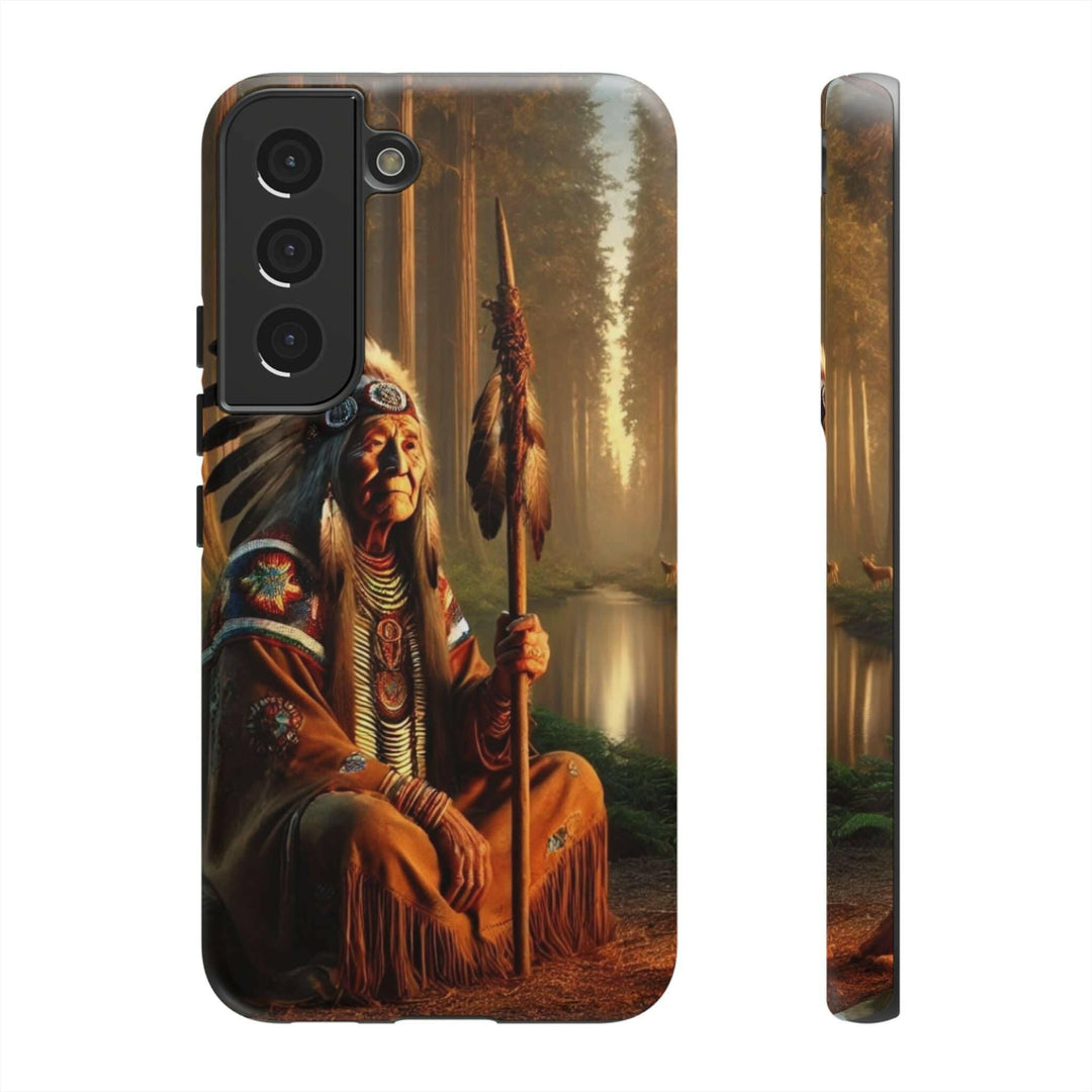 Native Wisdom Tough Phone Case - Samsung, iPhone & Google Pixel, Indigenous Elder Art, Tribal Spirituality, Durable Protective Cover - MKCM Modern Designs