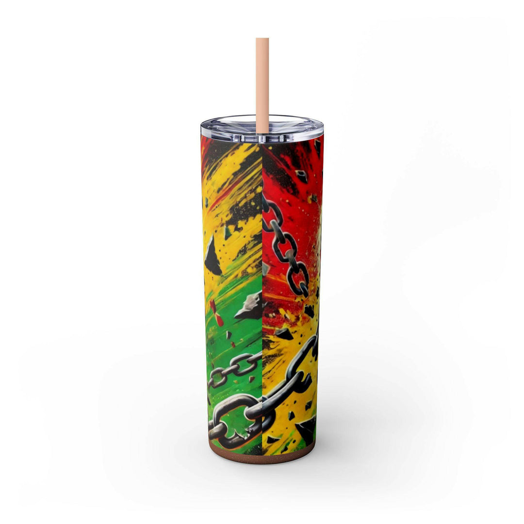 Breaking Chains Tumbler | Afro-Centric Insulated Tumbler with Powerful Black Fist and African Colors, Symbolizing Freedom and Strength - MKCM Modern Designs