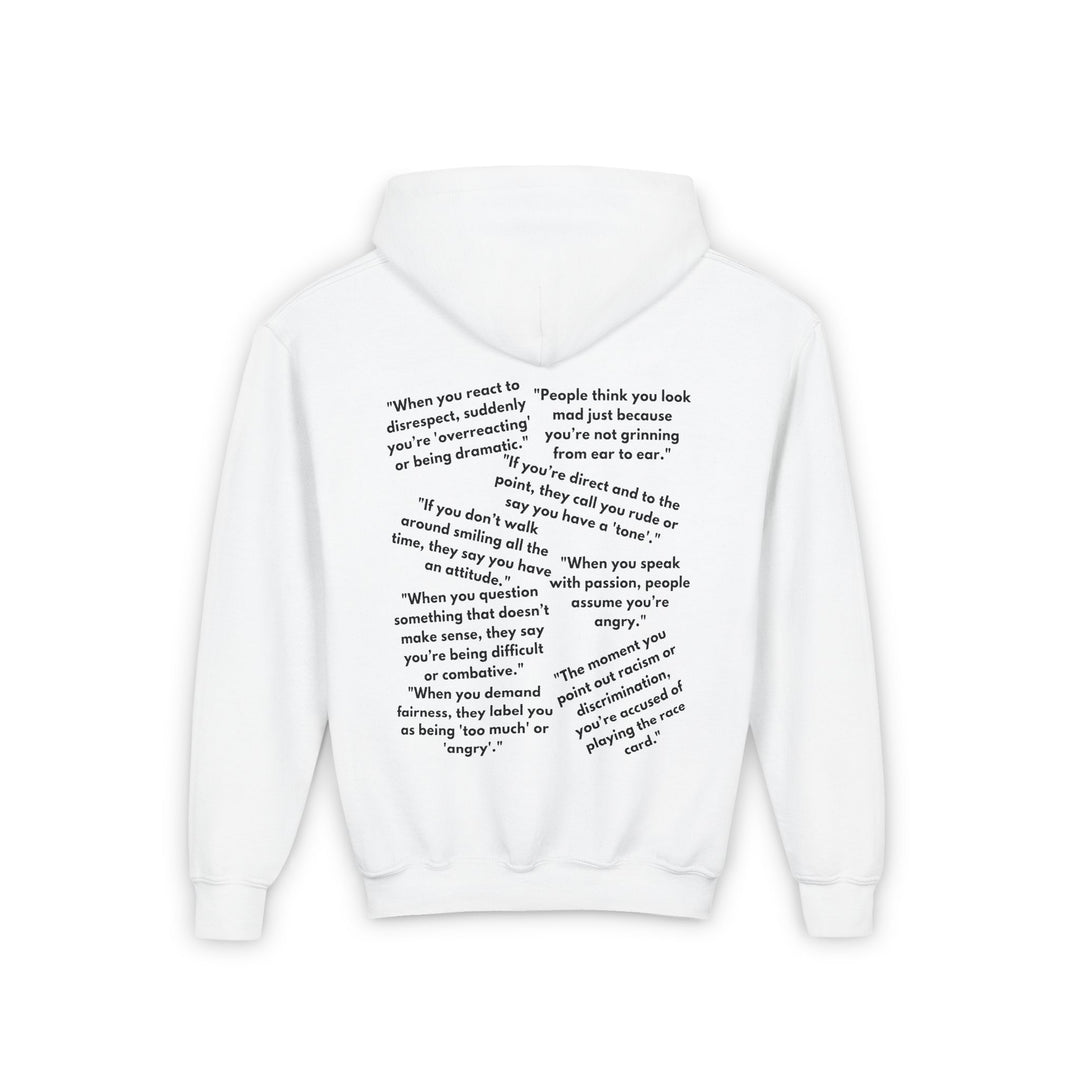 Youth hoodie promoting cultural expression, breaking stereotypes and embracing passion