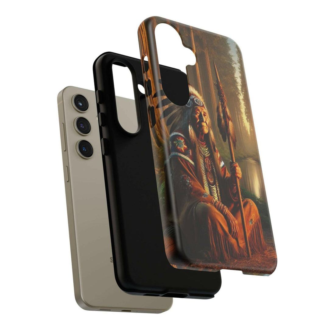 Native Wisdom Tough Phone Case - Samsung, iPhone & Google Pixel, Indigenous Elder Art, Tribal Spirituality, Durable Protective Cover - MKCM Modern Designs