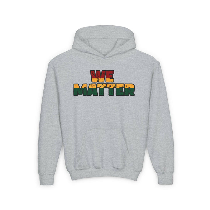 “Youth wearing hoodie with WE MATTER slogan for impactful message”