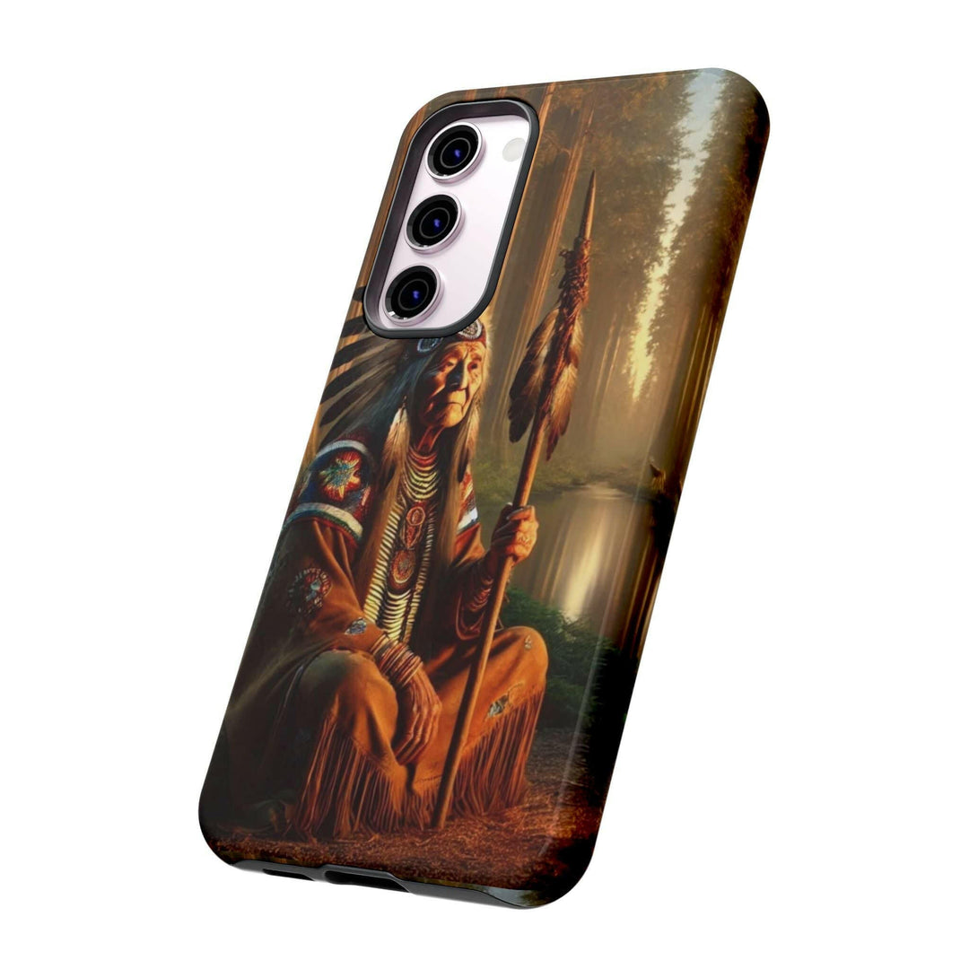 Native Wisdom Tough Phone Case - Samsung, iPhone & Google Pixel, Indigenous Elder Art, Tribal Spirituality, Durable Protective Cover - MKCM Modern Designs