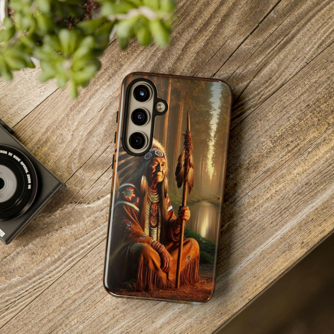 Native Wisdom Tough Phone Case - Samsung, iPhone & Google Pixel, Indigenous Elder Art, Tribal Spirituality, Durable Protective Cover - MKCM Modern Designs