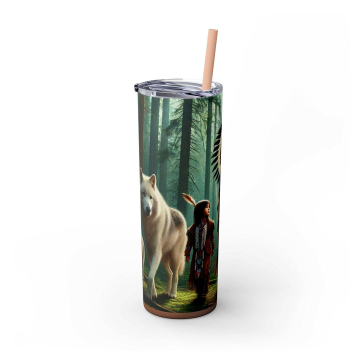 Native American Wolves Tumbler - Stainless Steel 20oz, Spiritual Art Design, Indigenous Culture, Double-Wall Insulated, Unique Gift Idea - MKCM Modern Designs