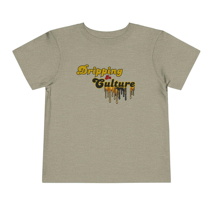 Cultural Pride toddler tee showcasing heritage, empowering youth with a dripping in culture design.