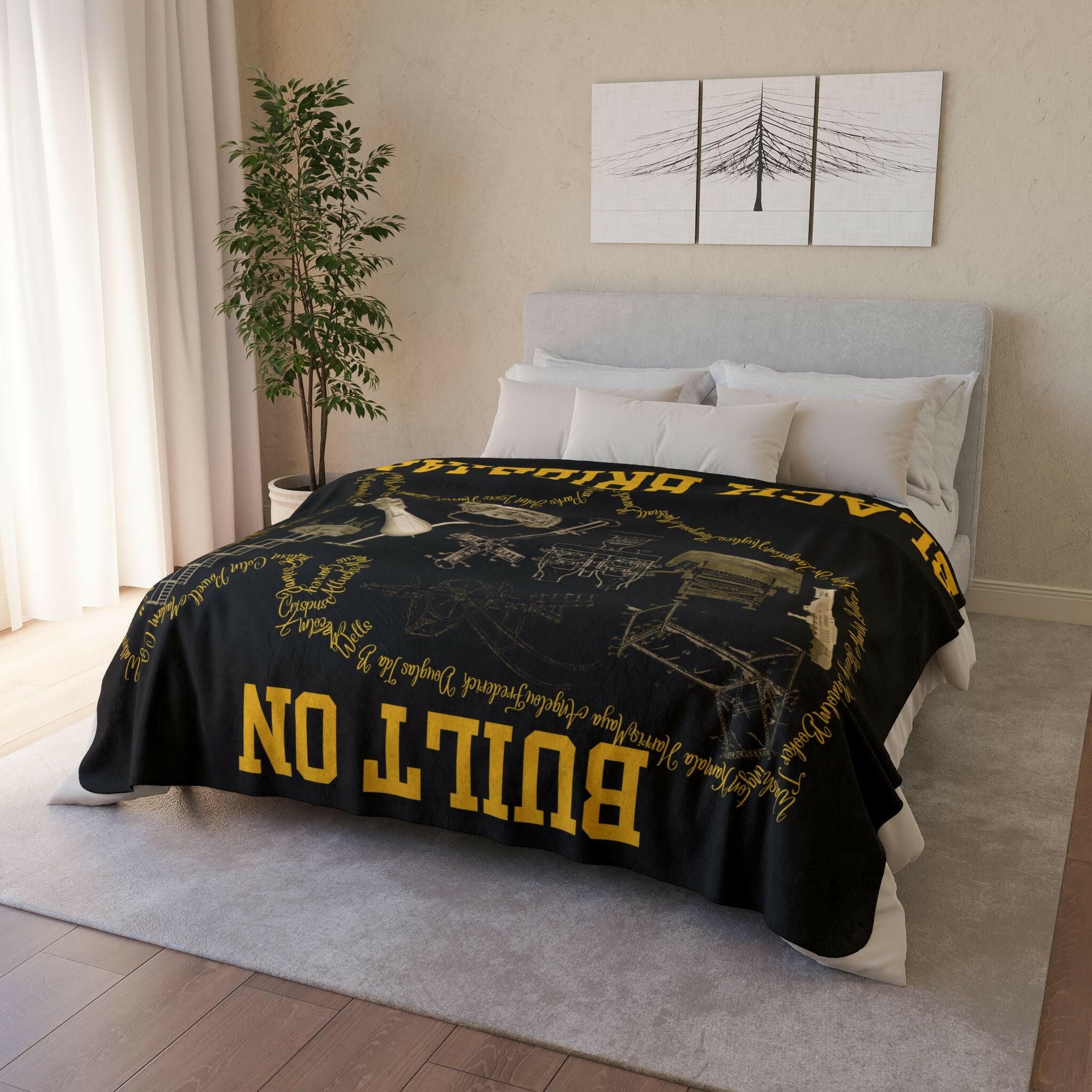 ‘Black Brilliance' Fleece Sherpa Blanket - MKCM Modern Designs