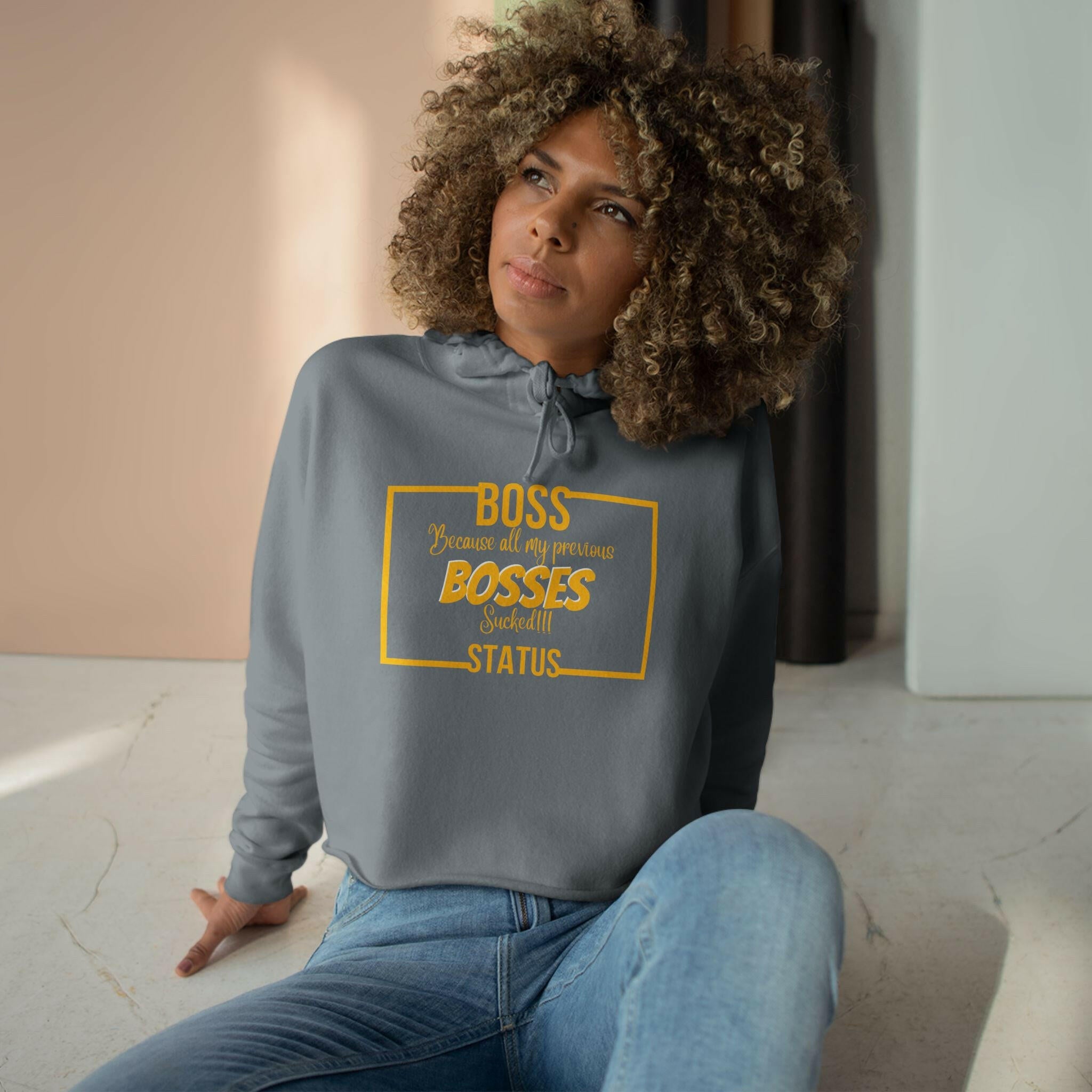 'Boss Status' Crop Hoodie - MKCM Modern Designs