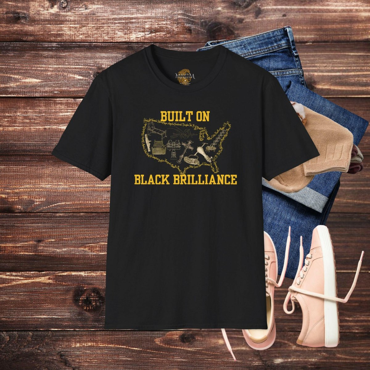 'Built On Black Brilliance' T-Shirt - MKCM Modern Designs