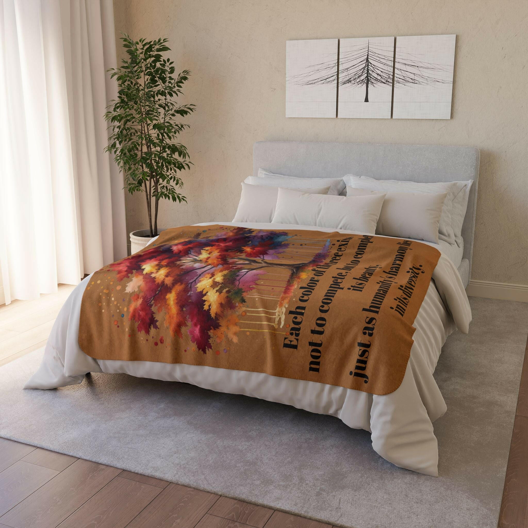 ‘Diversity Tree' Fleece Sherpa Blanket - MKCM Modern Designs