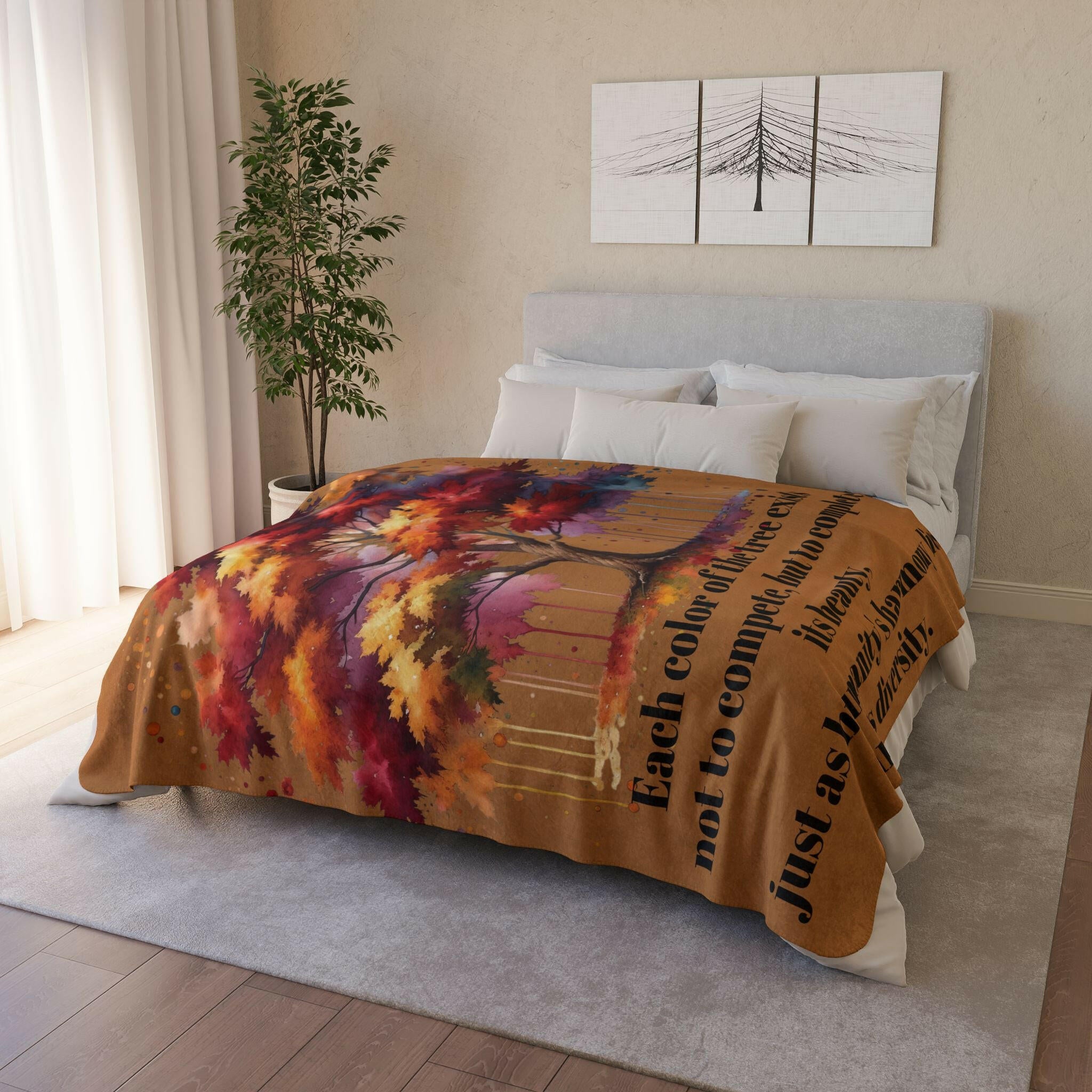 ‘Diversity Tree' Fleece Sherpa Blanket - MKCM Modern Designs