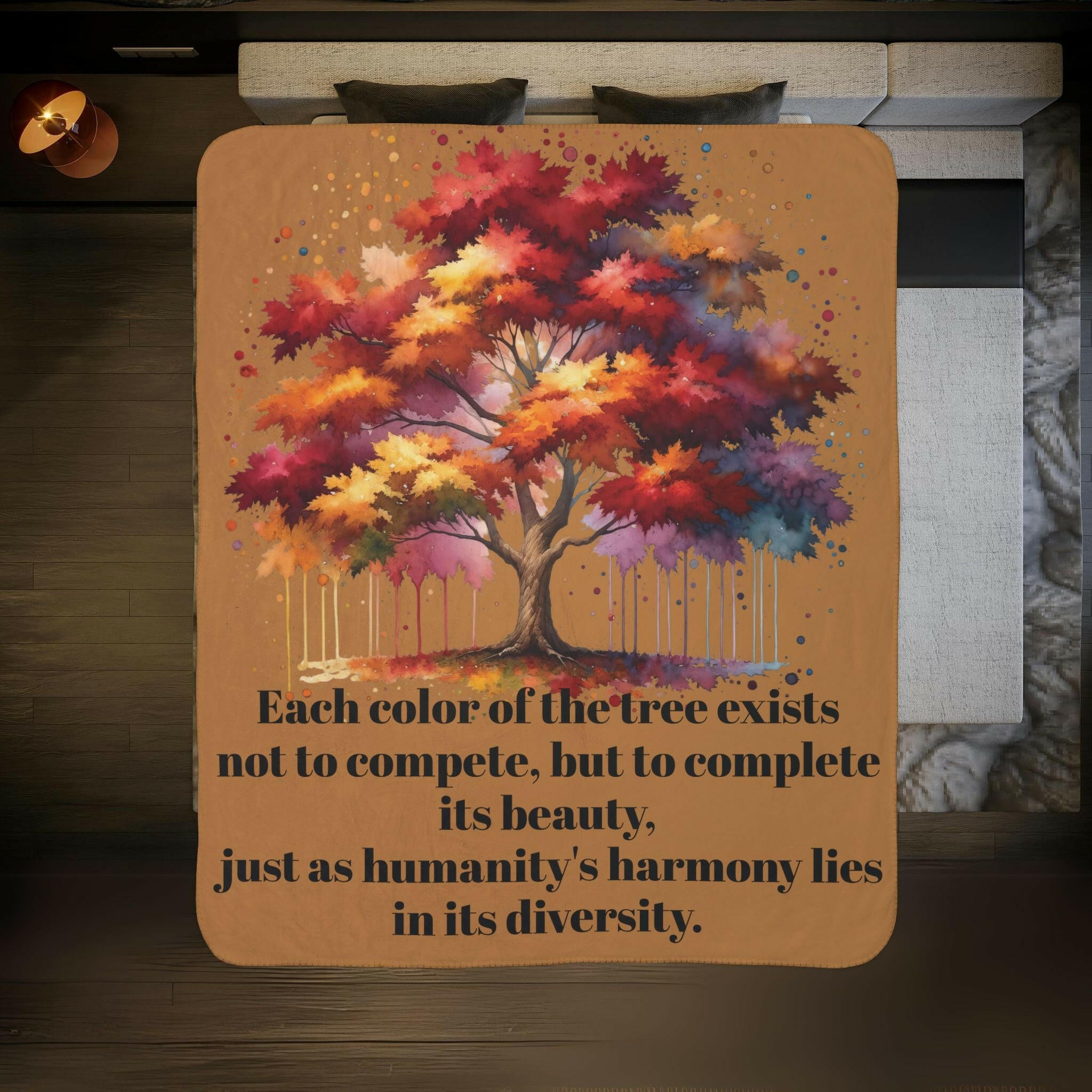 ‘Diversity Tree' Fleece Sherpa Blanket - MKCM Modern Designs