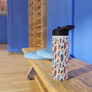 Feather Pattern Stainless Steel Water Bottle - Eco - Friendly Travel Mug - MKCM Modern Designs