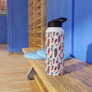 Feather Pattern Stainless Steel Water Bottle - Eco - Friendly Travel Mug - MKCM Modern Designs