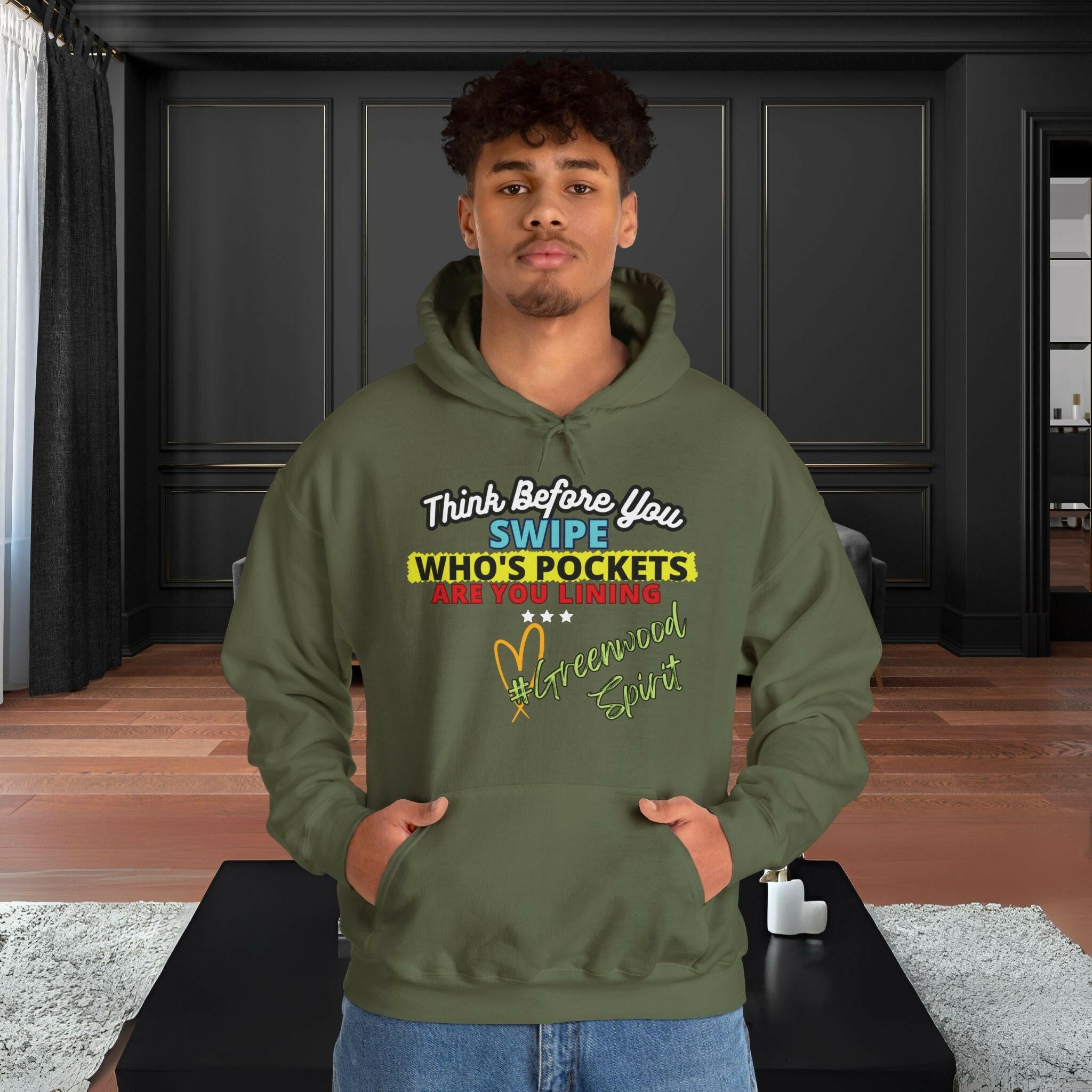 'Greenwood Spirit' Men's Hoodie - MKCM Modern Designs