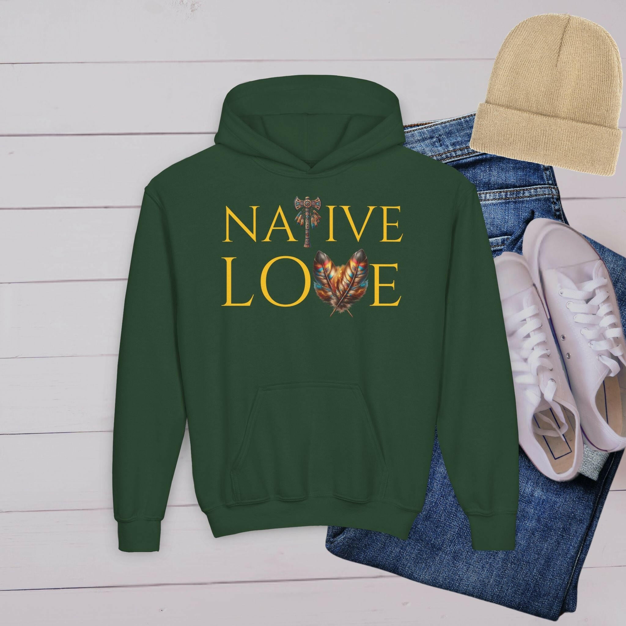 'Native Love’ Youth Hoodie - MKCM Modern Designs