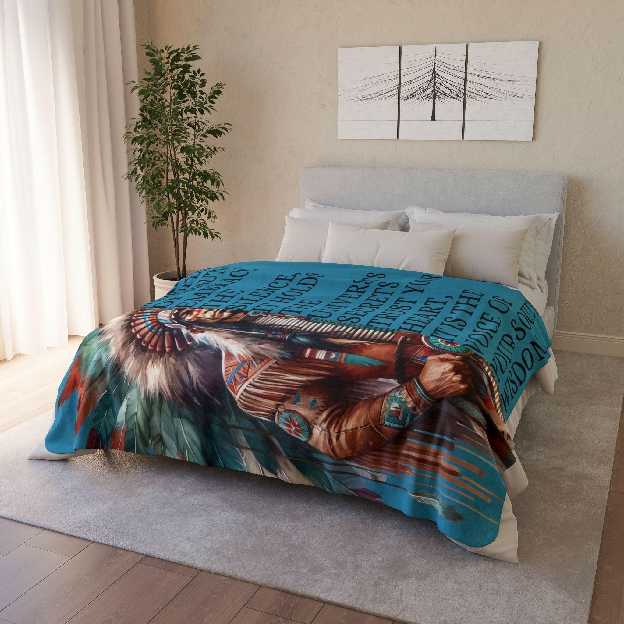 ‘Native Wisdom' Fleece Sherpa Blanket - MKCM Modern Designs