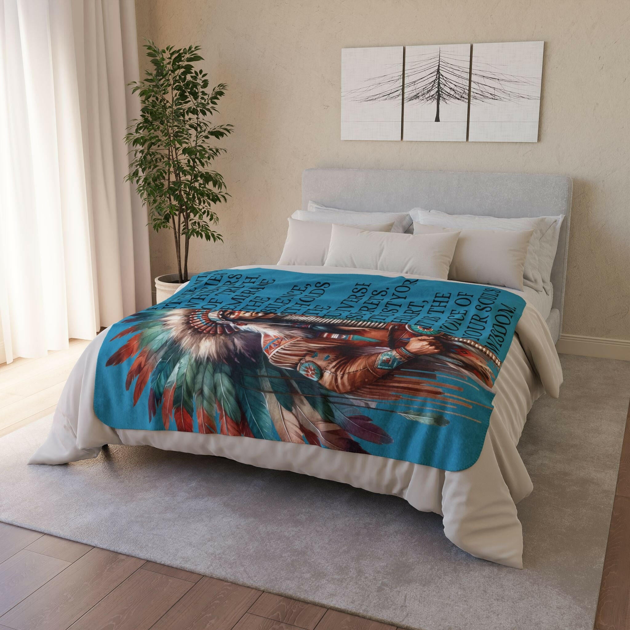 ‘Native Wisdom' Fleece Sherpa Blanket - MKCM Modern Designs