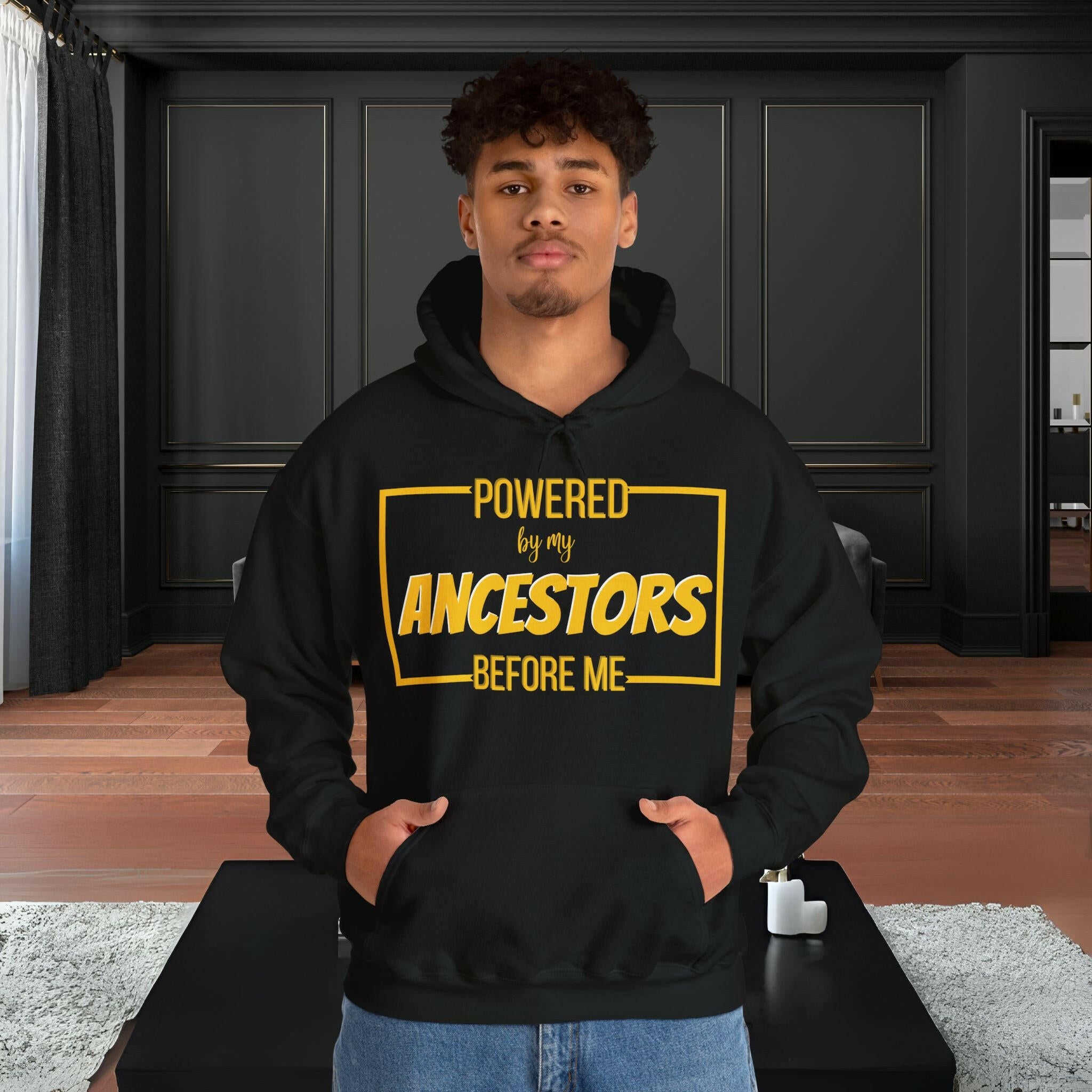 'Powered By My Ancestors' Men's Hoodie - MKCM Modern Designs