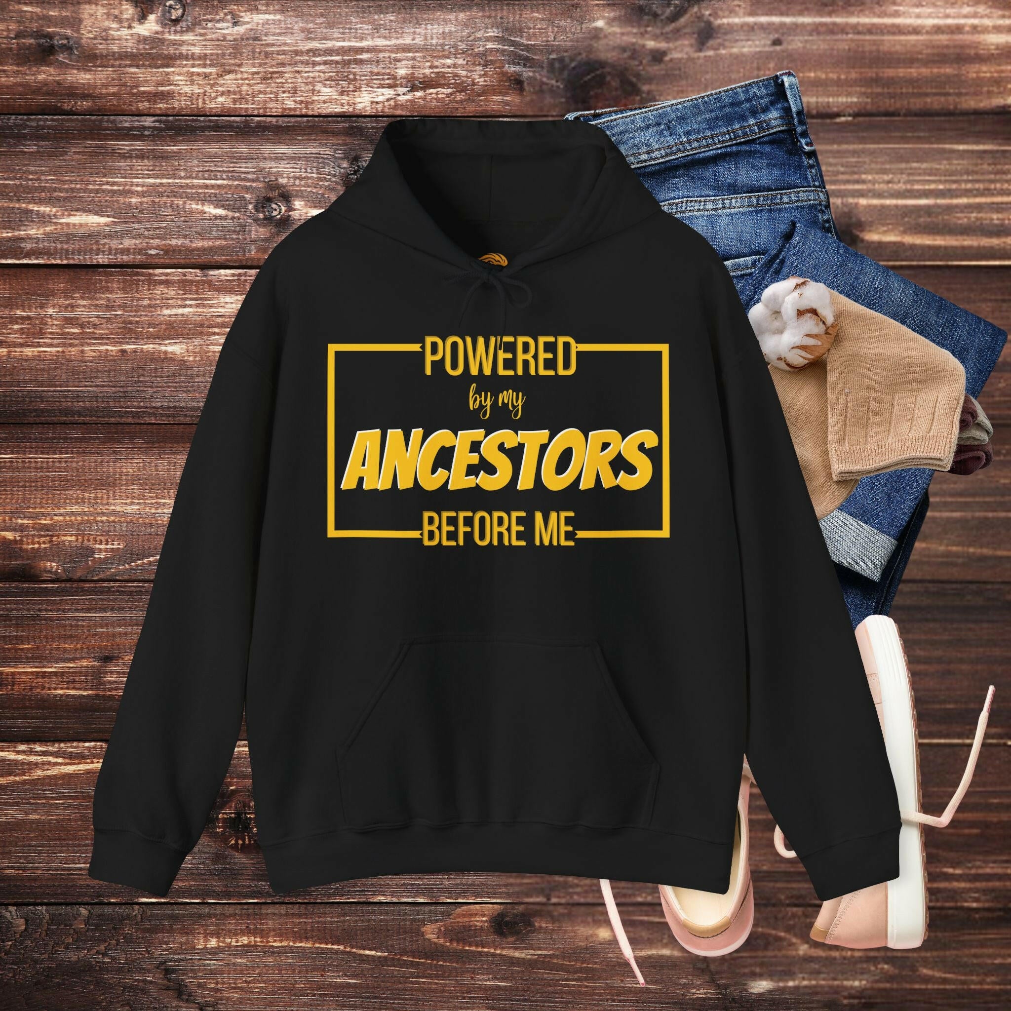 'Powered By My Ancestors' Men's Hoodie - MKCM Modern Designs