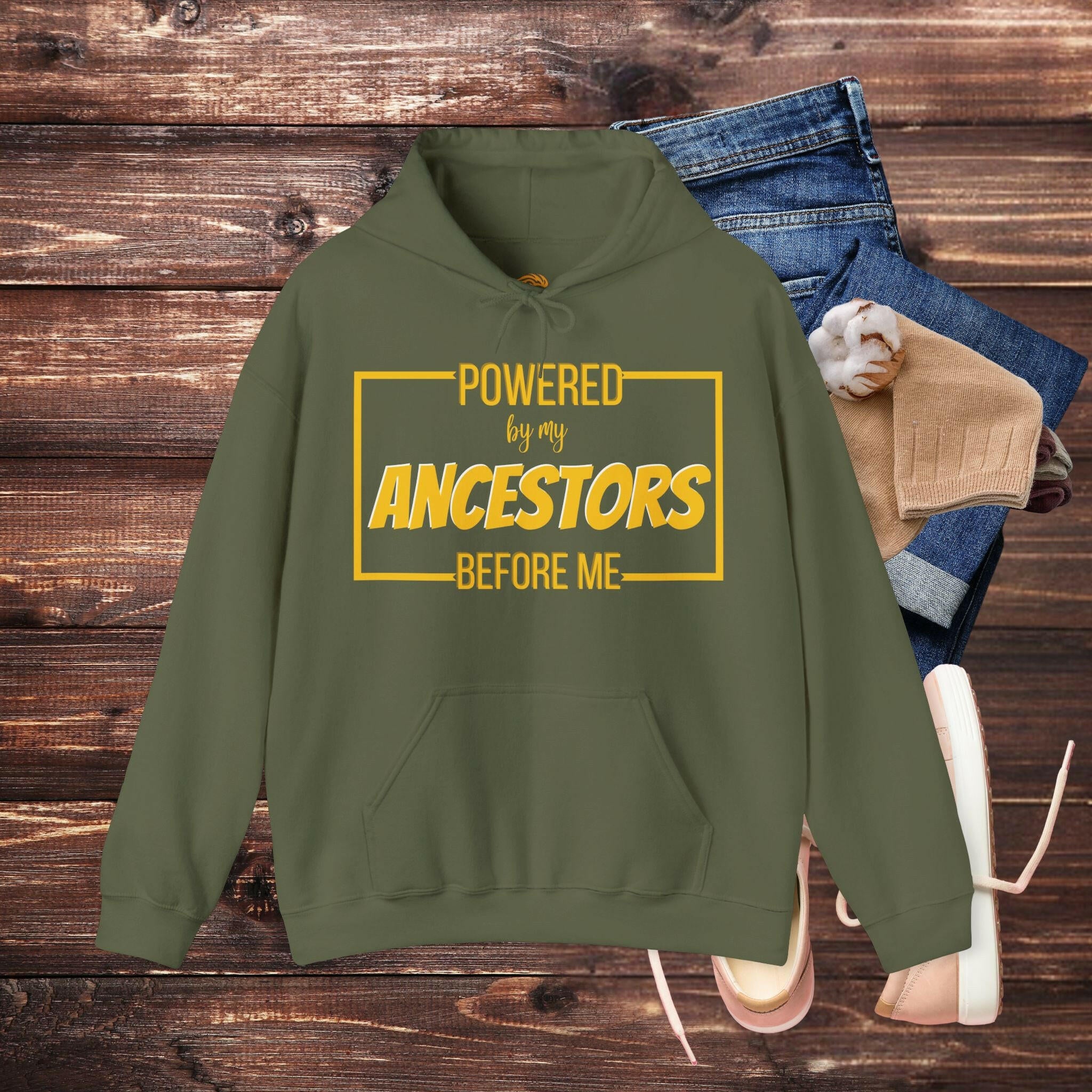 'Powered By My Ancestors' Men's Hoodie - MKCM Modern Designs