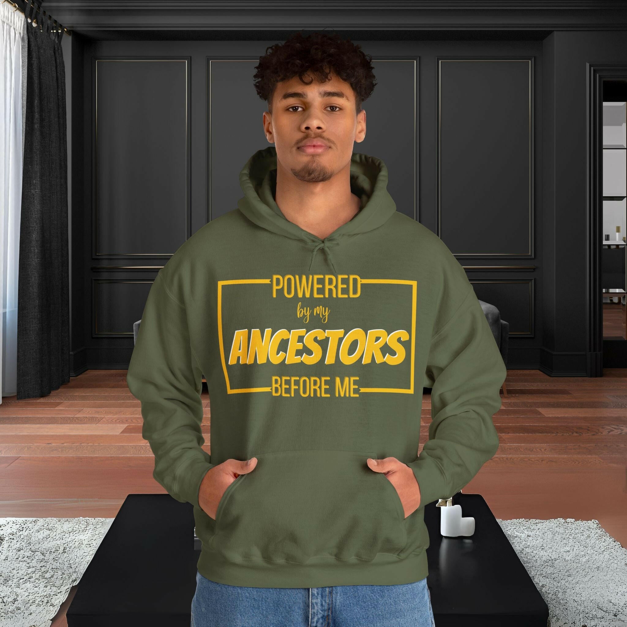 'Powered By My Ancestors' Men's Hoodie - MKCM Modern Designs