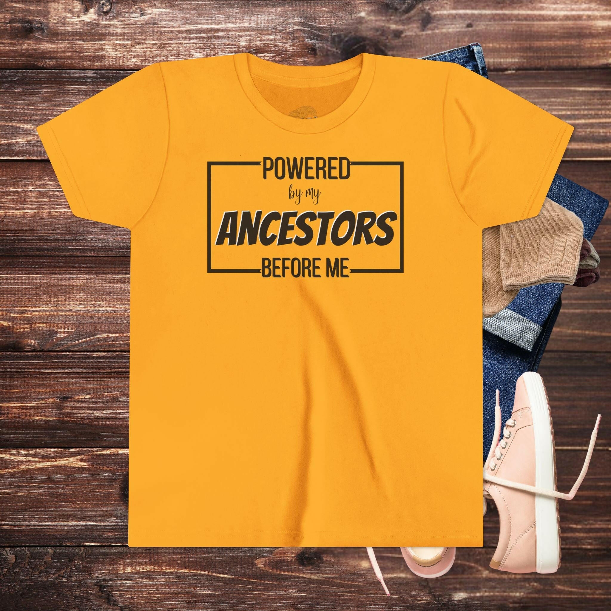 'Powered By My Ancestors' Youth Shirt - MKCM Modern Designs