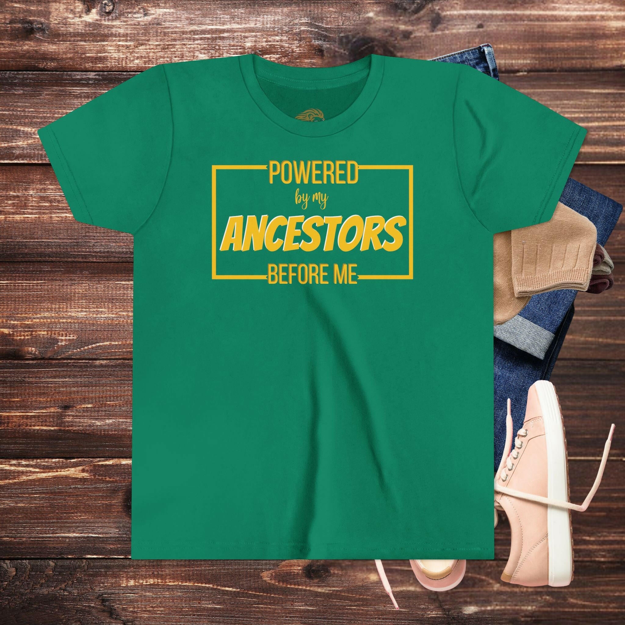 'Powered By My Ancestors' Youth Shirt - MKCM Modern Designs