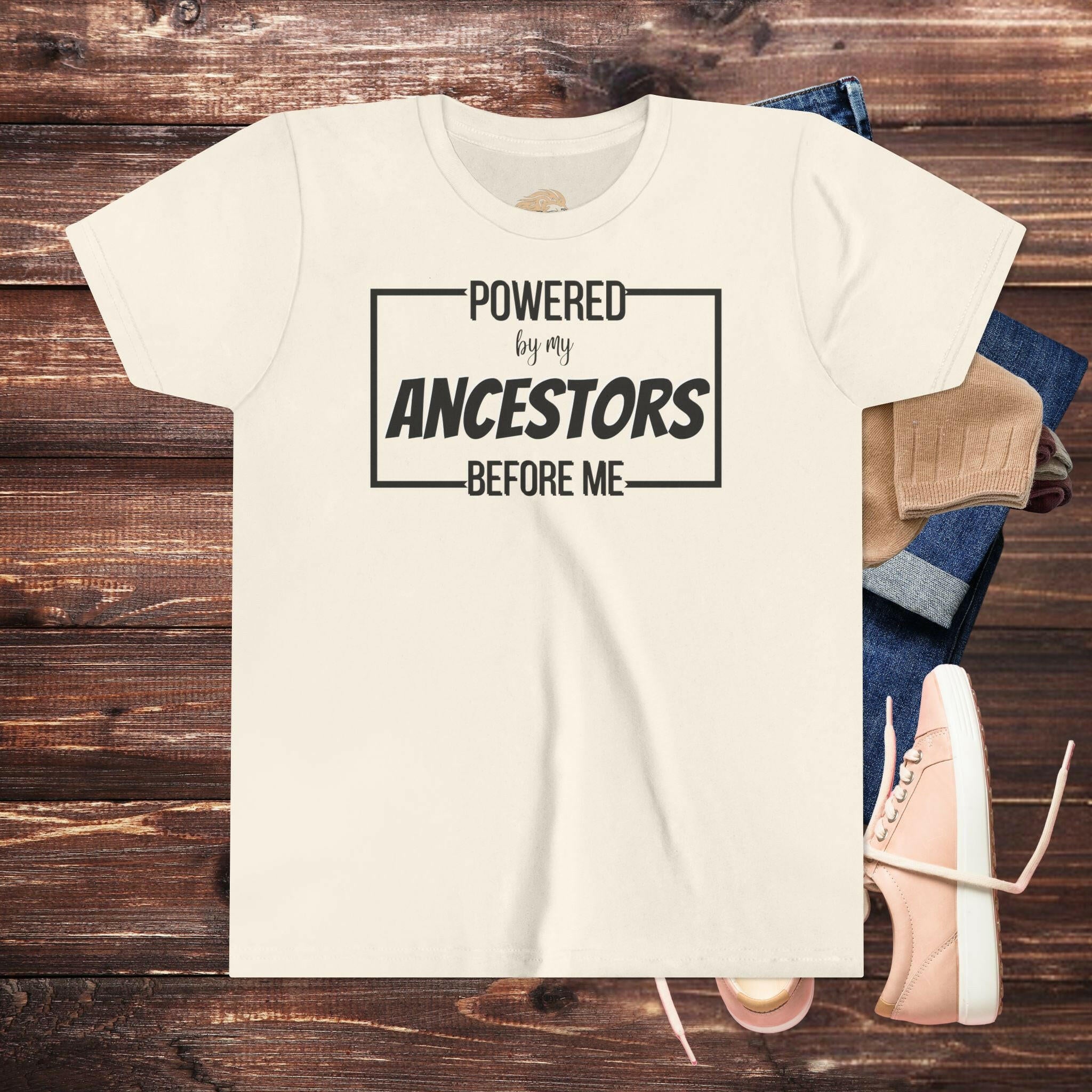 'Powered By My Ancestors' Youth Shirt - MKCM Modern Designs