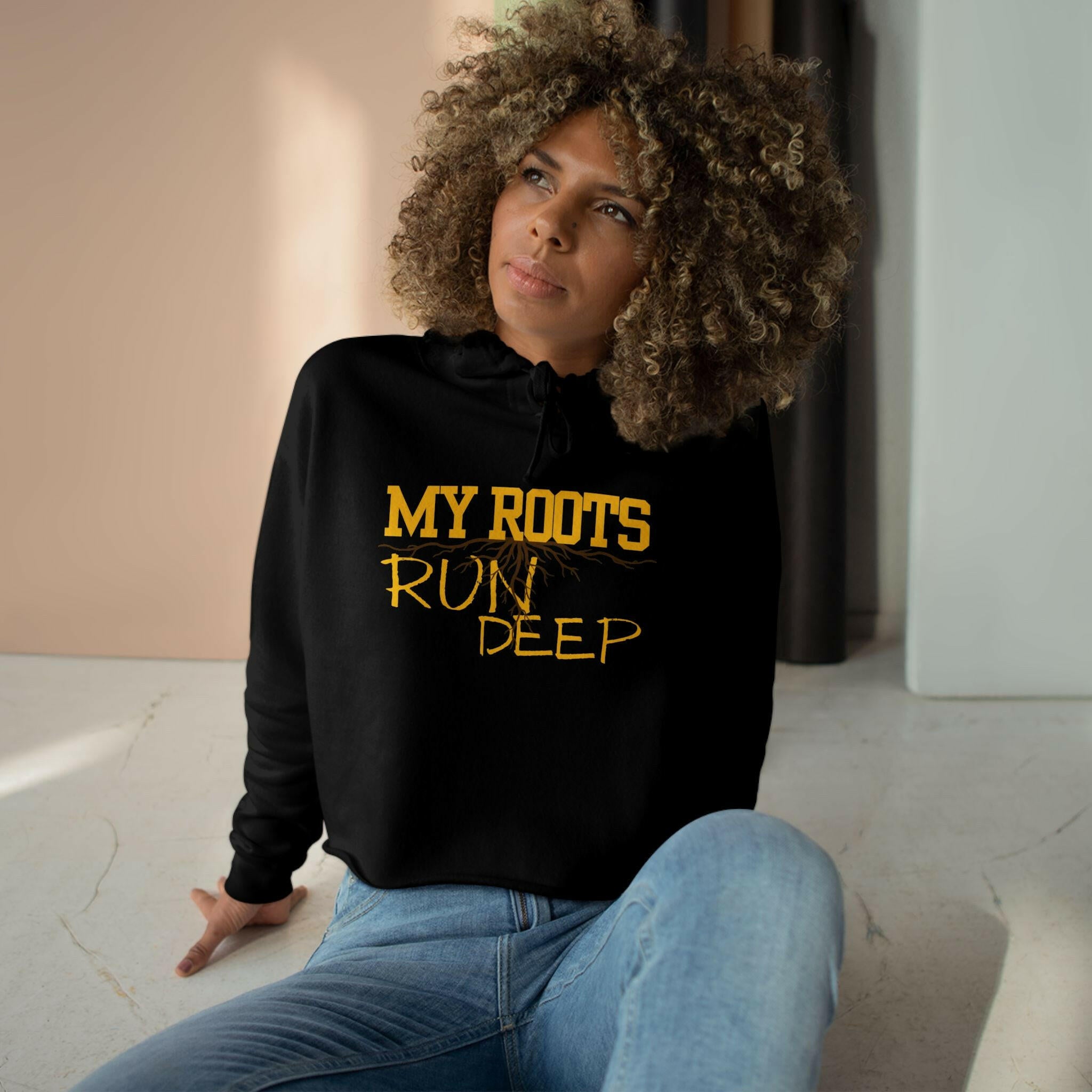 'Roots Run Deep' Crop Hoodie - MKCM Modern Designs