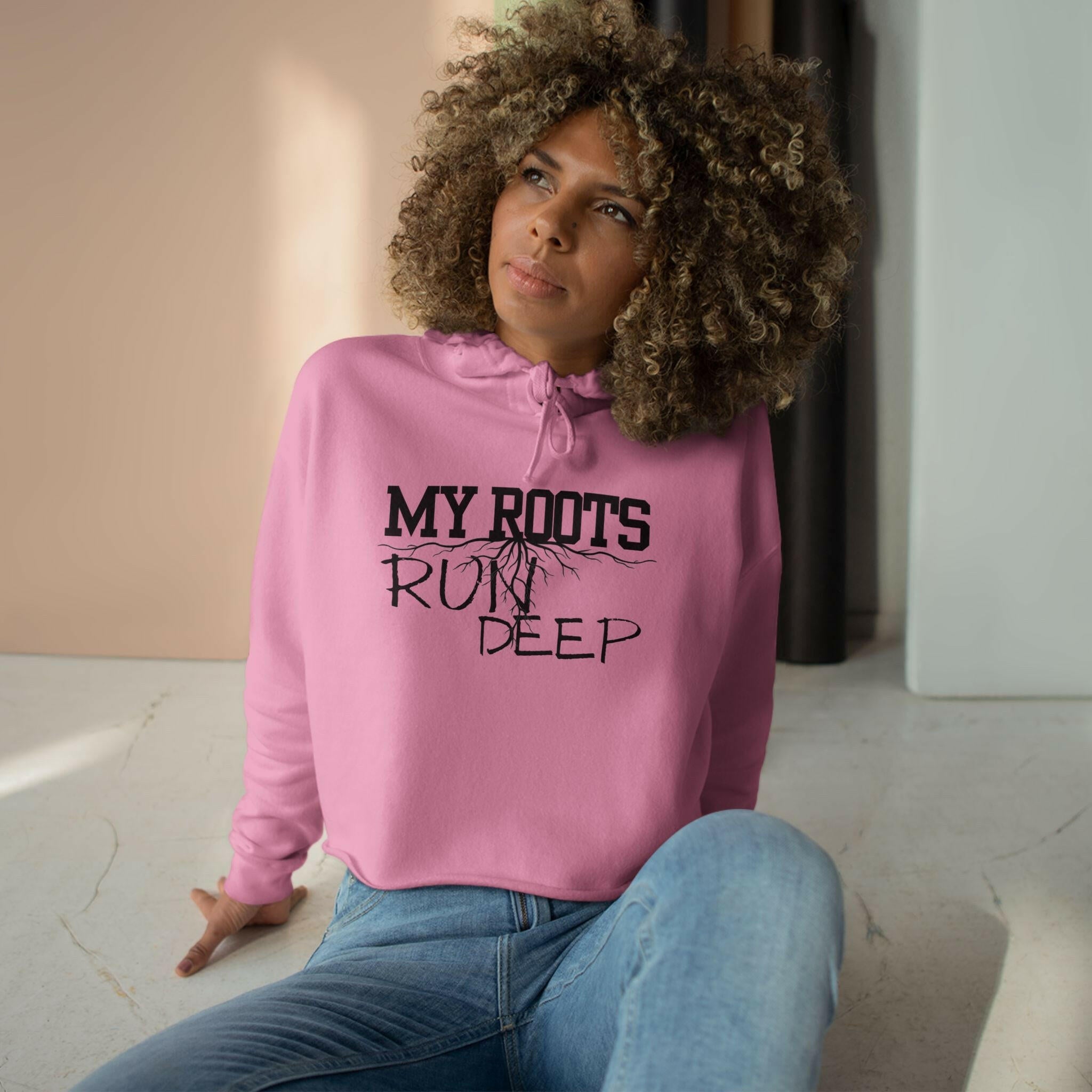 'Roots Run Deep' Crop Hoodie - MKCM Modern Designs