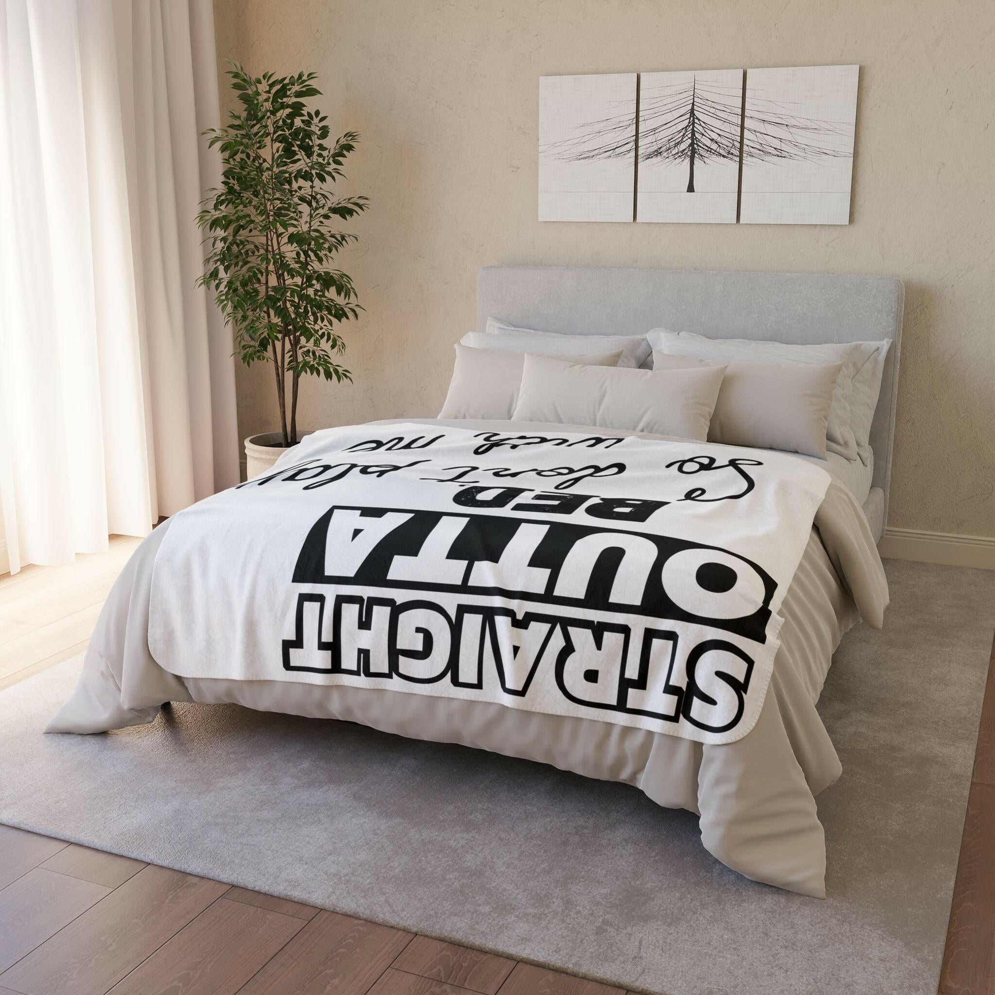 ‘Straight Outta Bed' Fleece Sherpa Blanket - MKCM Modern Designs