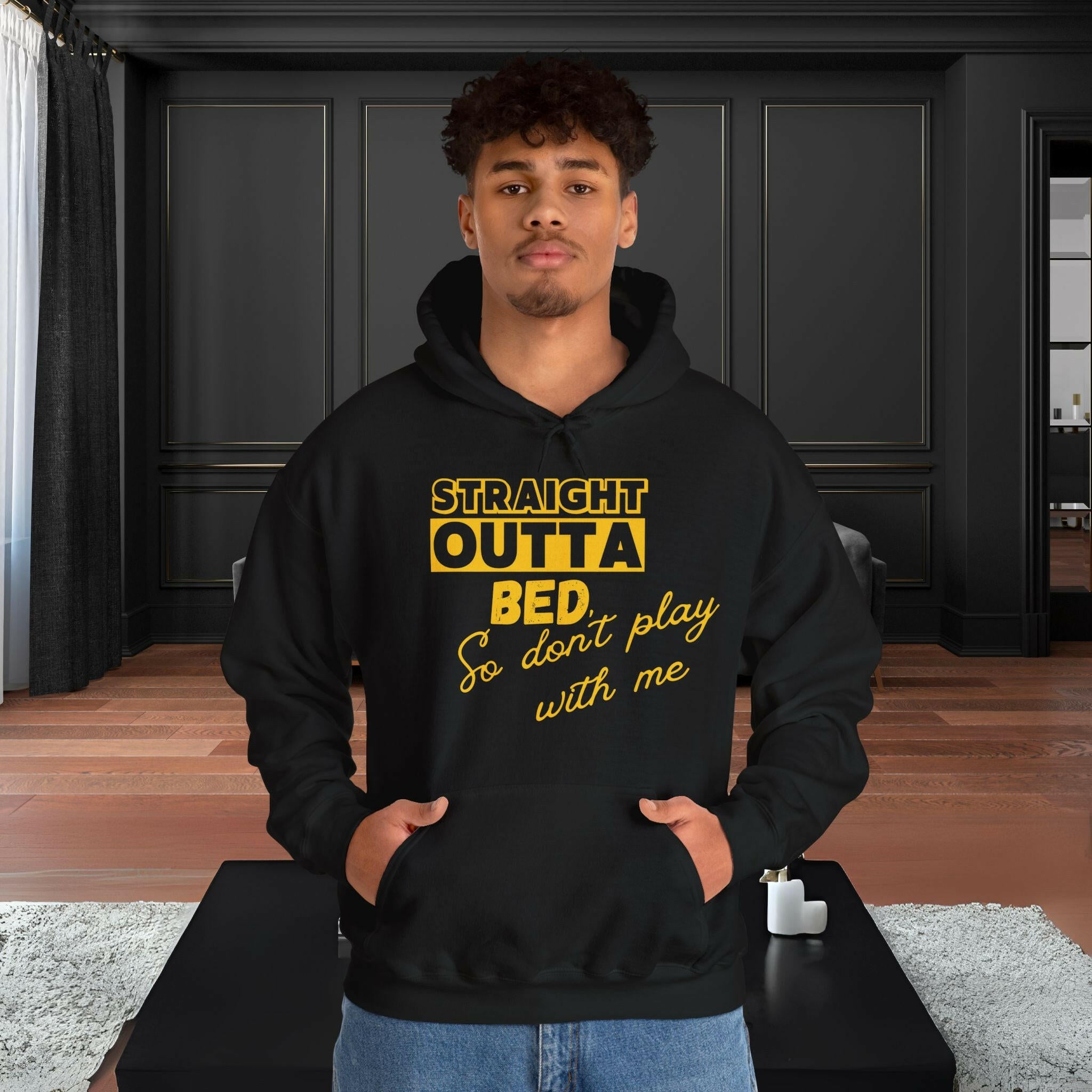 'Straight Outta Bed' Men's Hoodie - MKCM Modern Designs