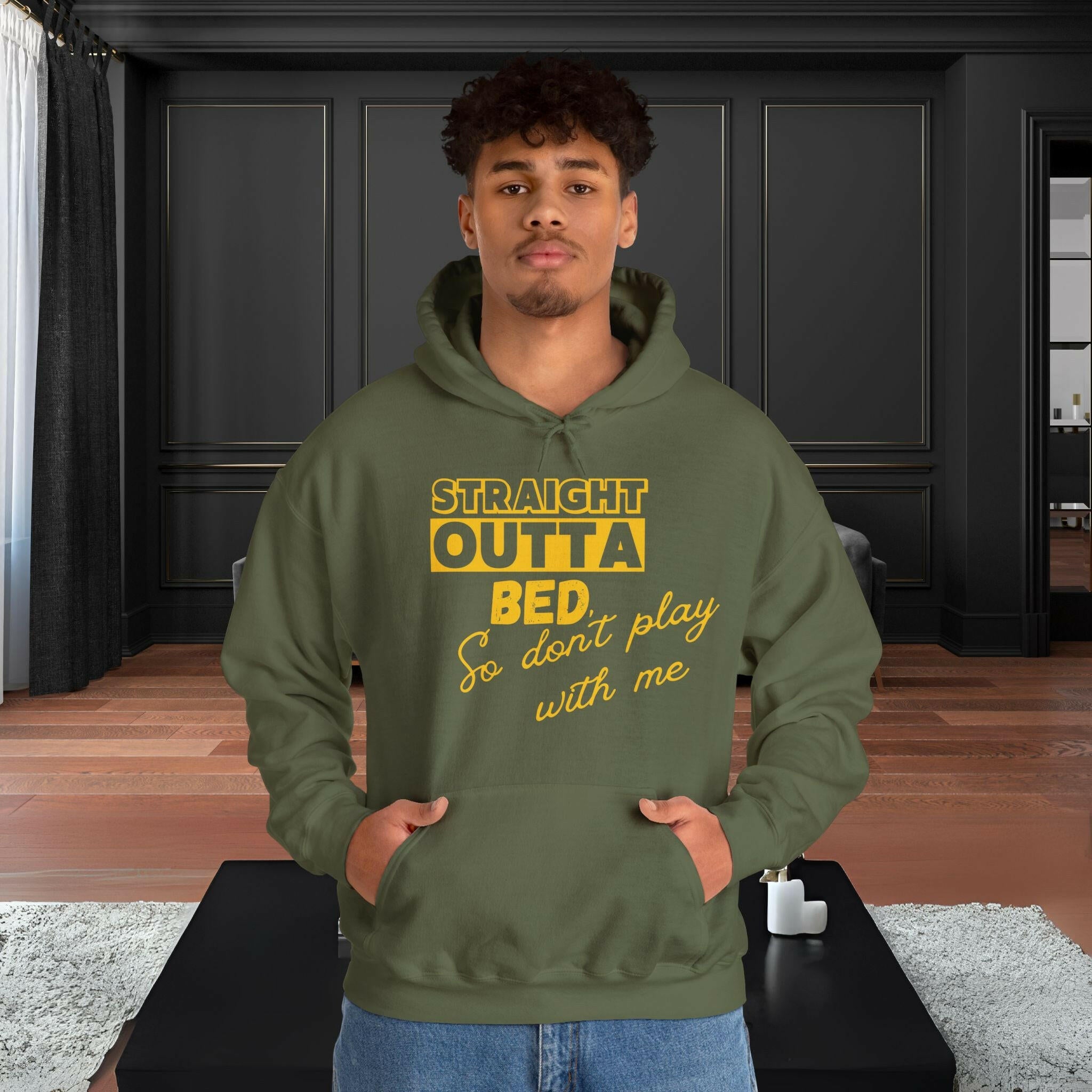 'Straight Outta Bed' Men's Hoodie - MKCM Modern Designs