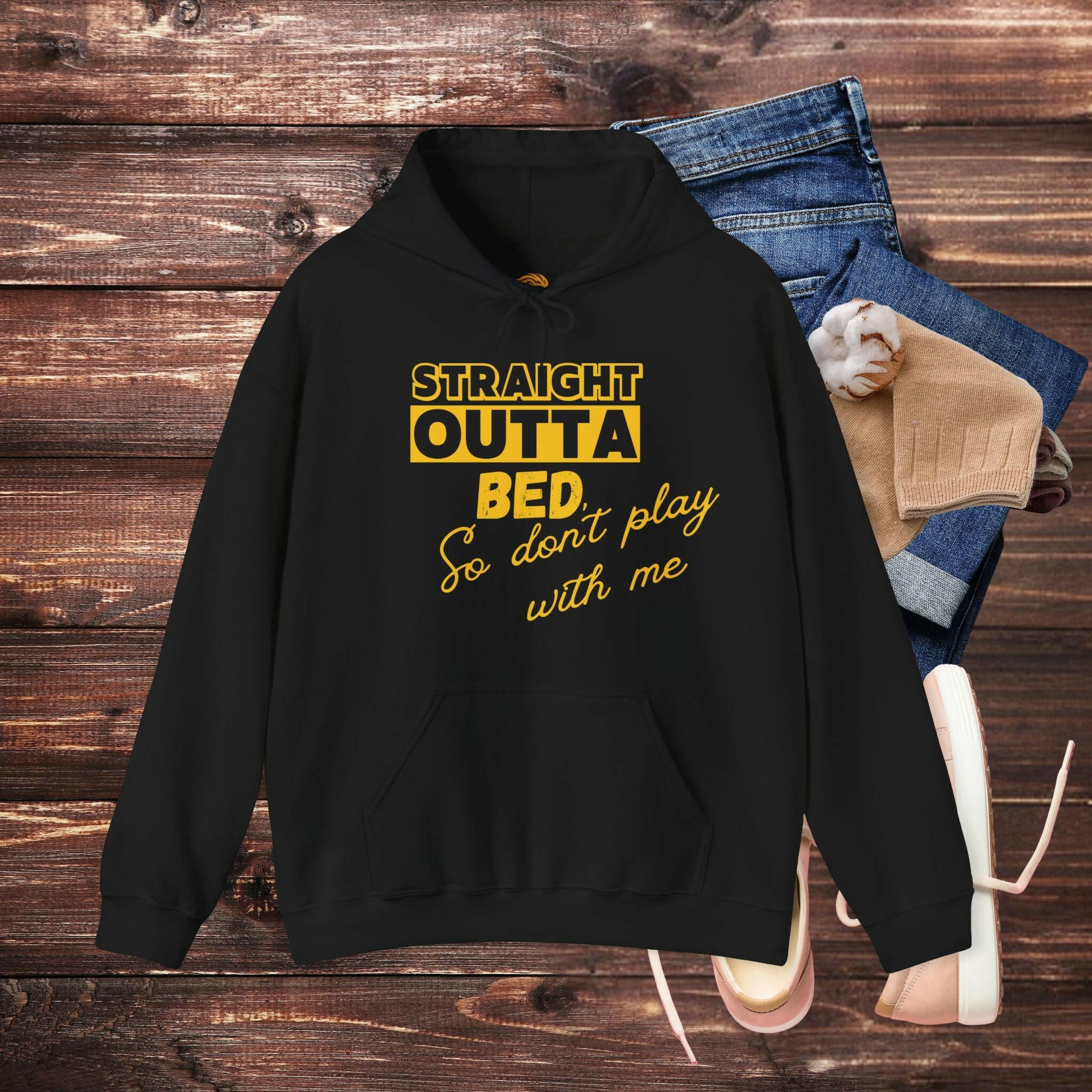 'Straight Outta Bed' Men's Hoodie - MKCM Modern Designs