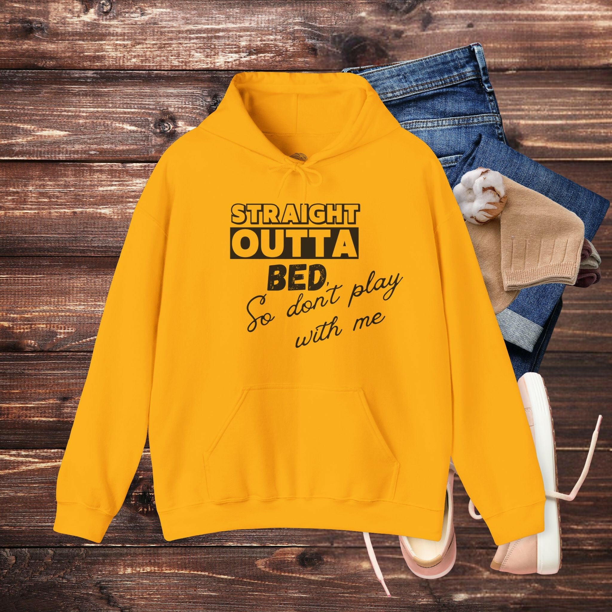 'Straight Outta Bed' Men's Hoodie - MKCM Modern Designs