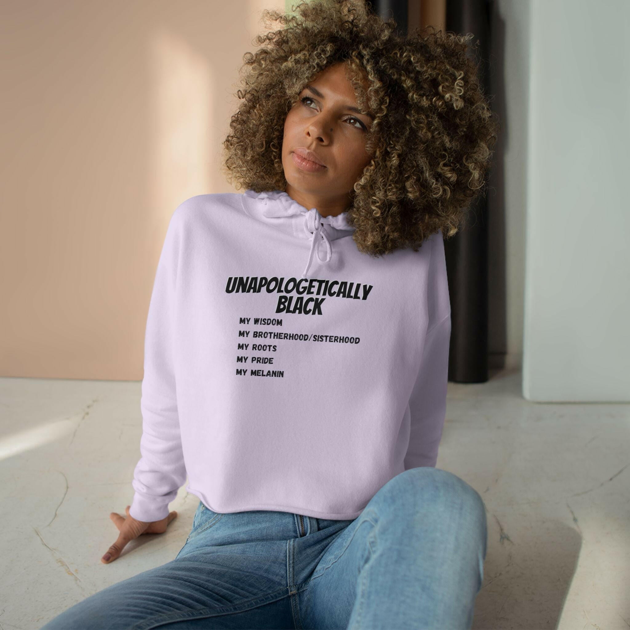 'Unapologetically BLACK' Crop Hoodie - MKCM Modern Designs