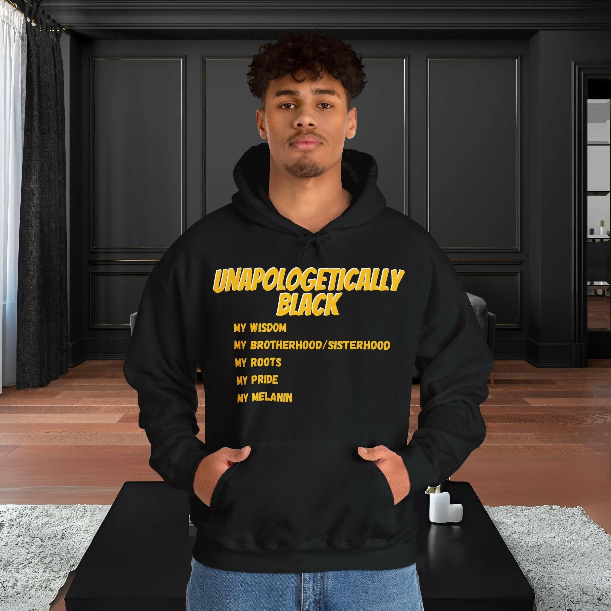 'Unapologetically BLACK' Men's Hoodie - MKCM Modern Designs