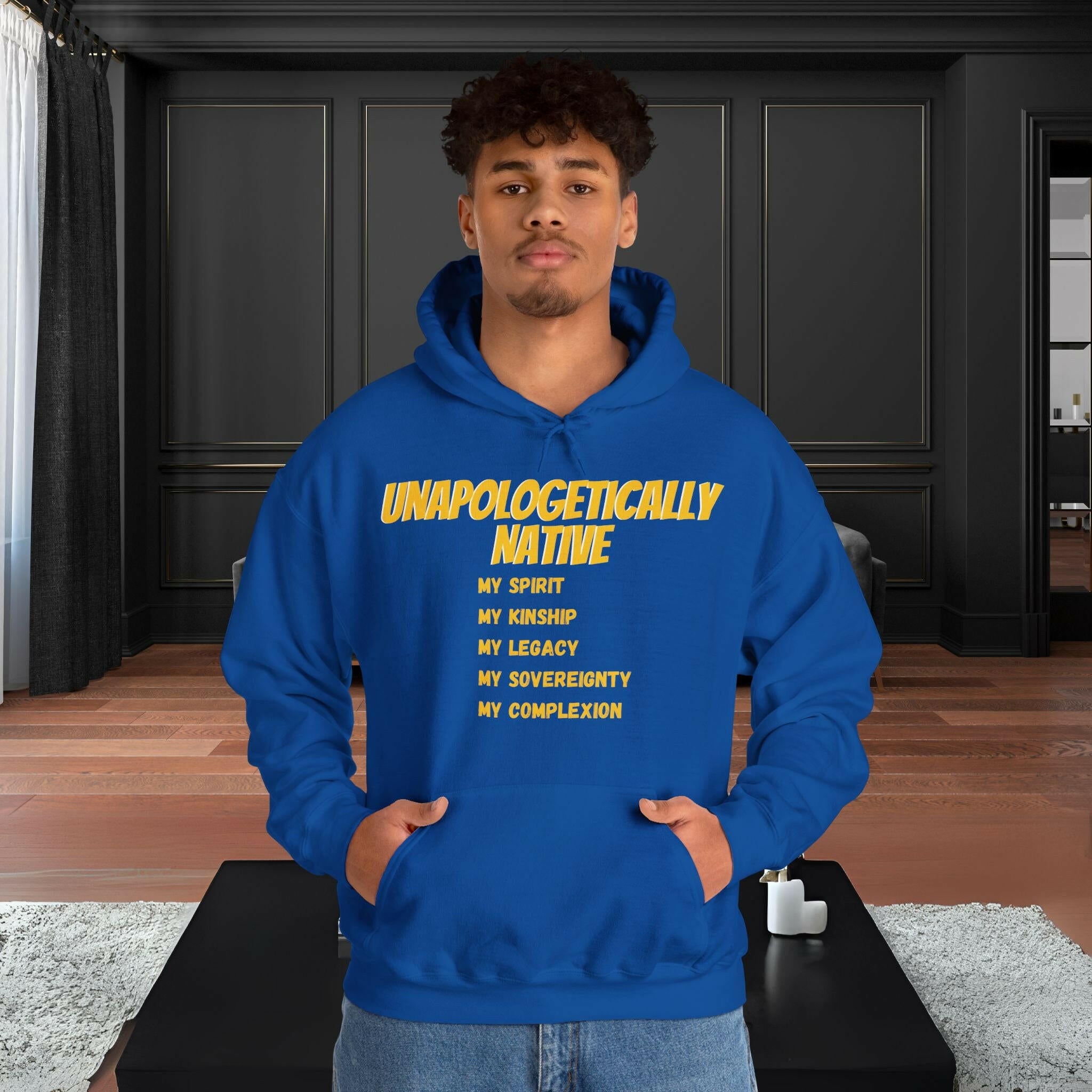 'Unapologetically NATIVE' Men's Hoodie - MKCM Modern Designs