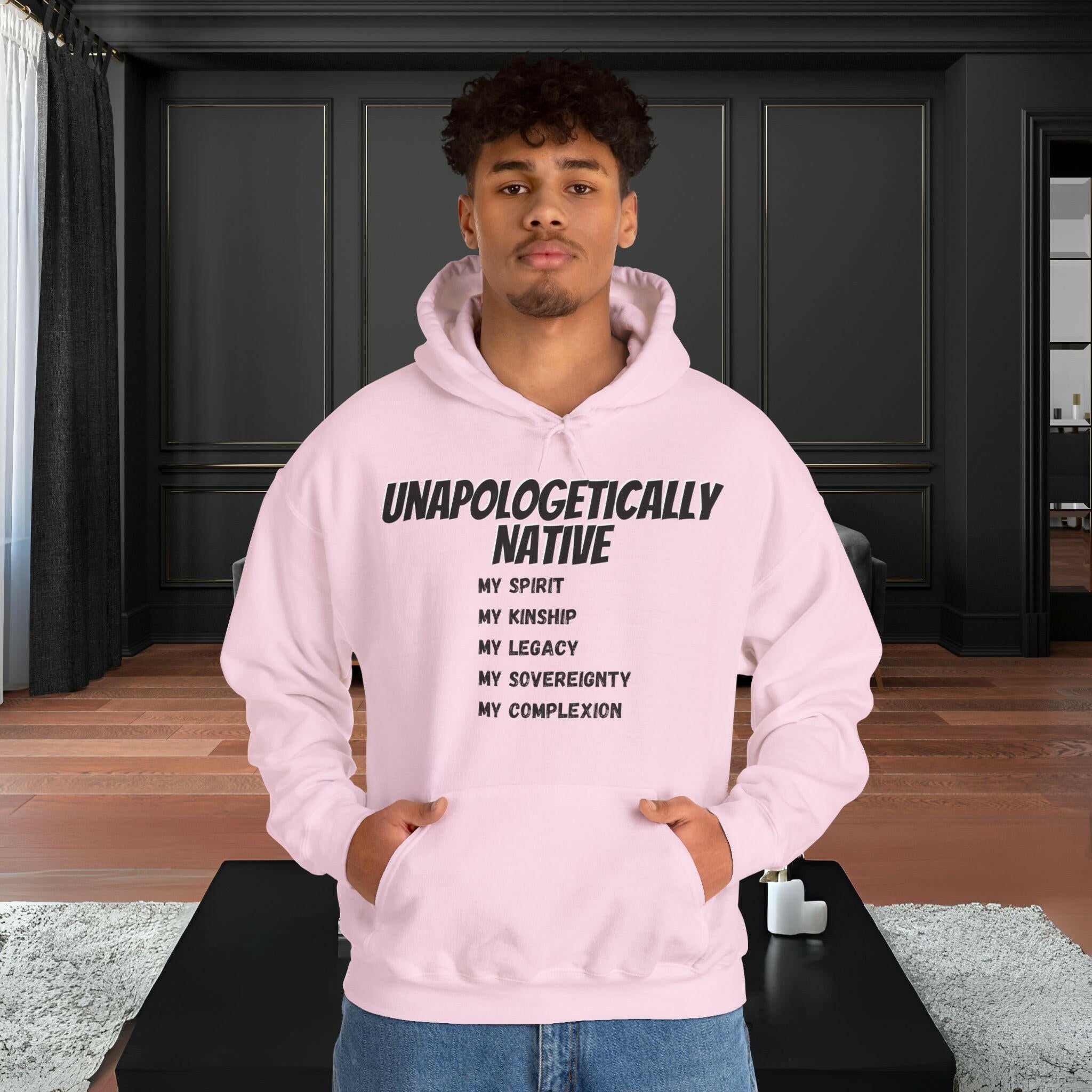 'Unapologetically NATIVE' Men's Hoodie - MKCM Modern Designs