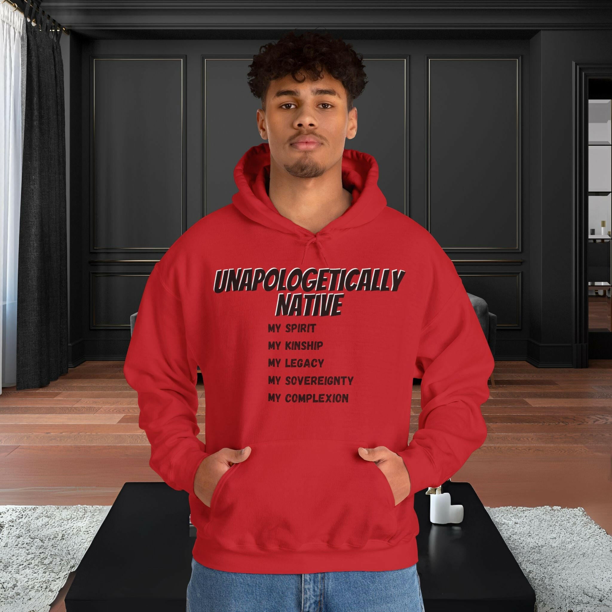 'Unapologetically NATIVE' Men's Hoodie - MKCM Modern Designs